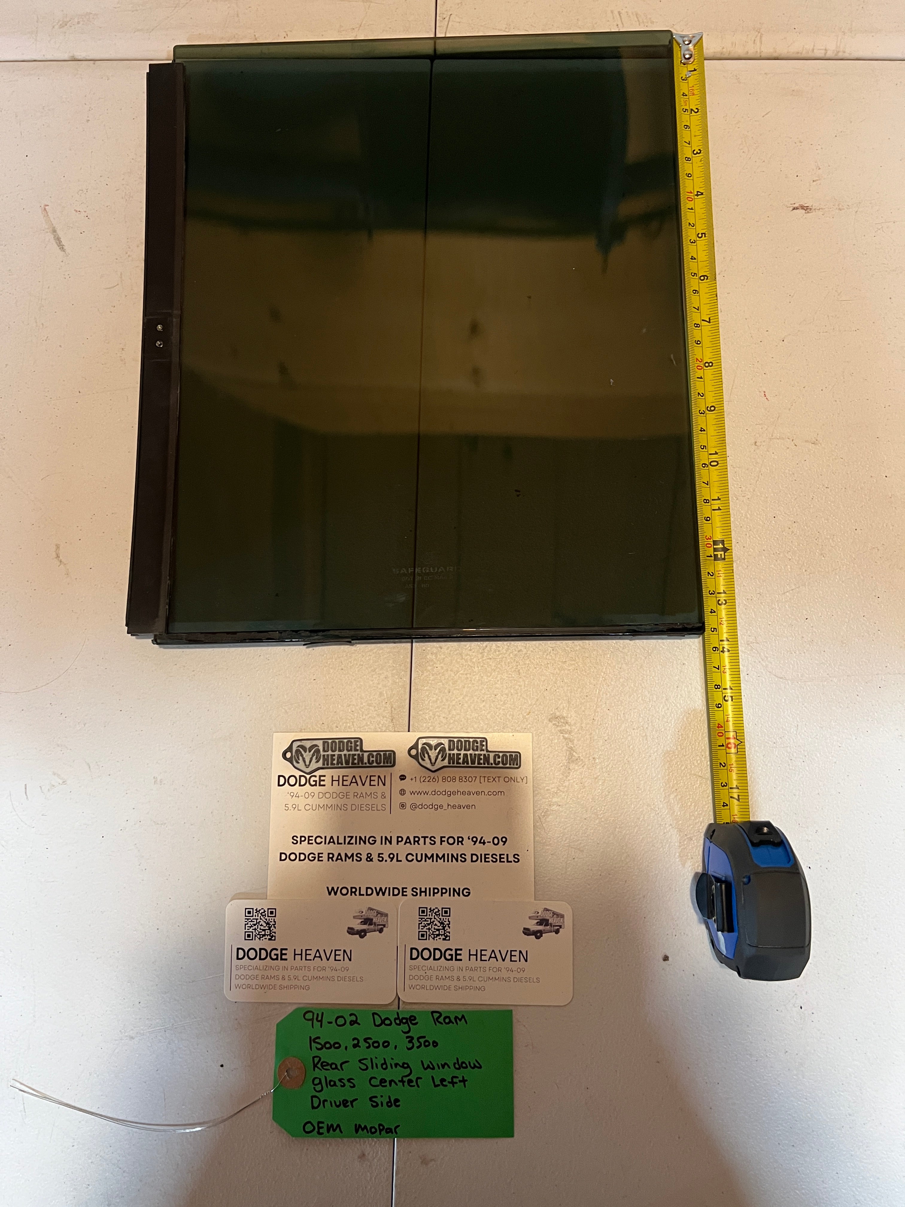 1994-2002 Dodge Ram 1500-3500 Rear Slider Sliding Window Glass Center LH
