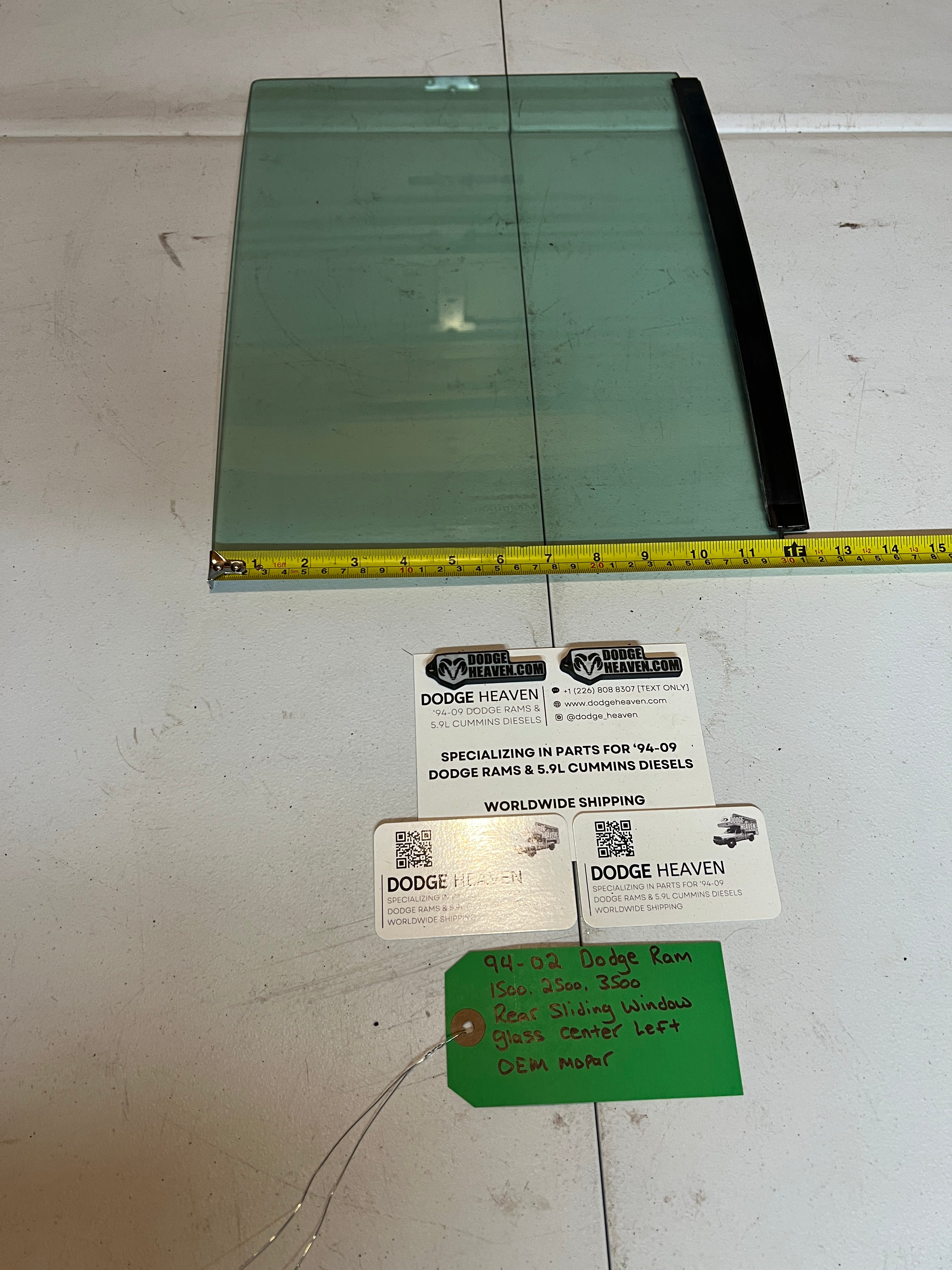 1994-2002 Dodge Ram 1500-3500 Rear Slding Window Rear Slider Glass Center LH