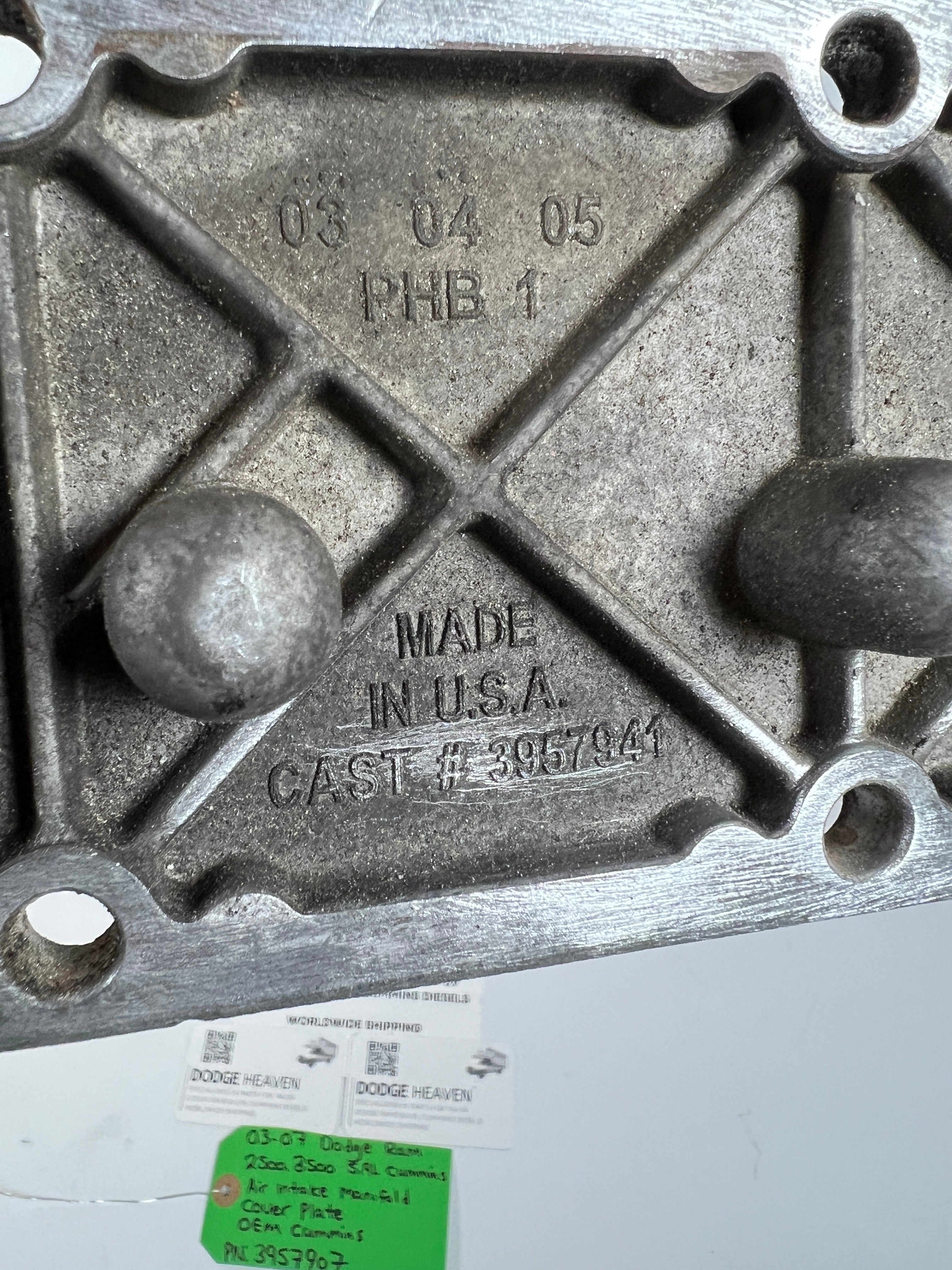 2003-2007 Dodge Ram 5.9L Cummins Air Intake Manifold Cover Plate