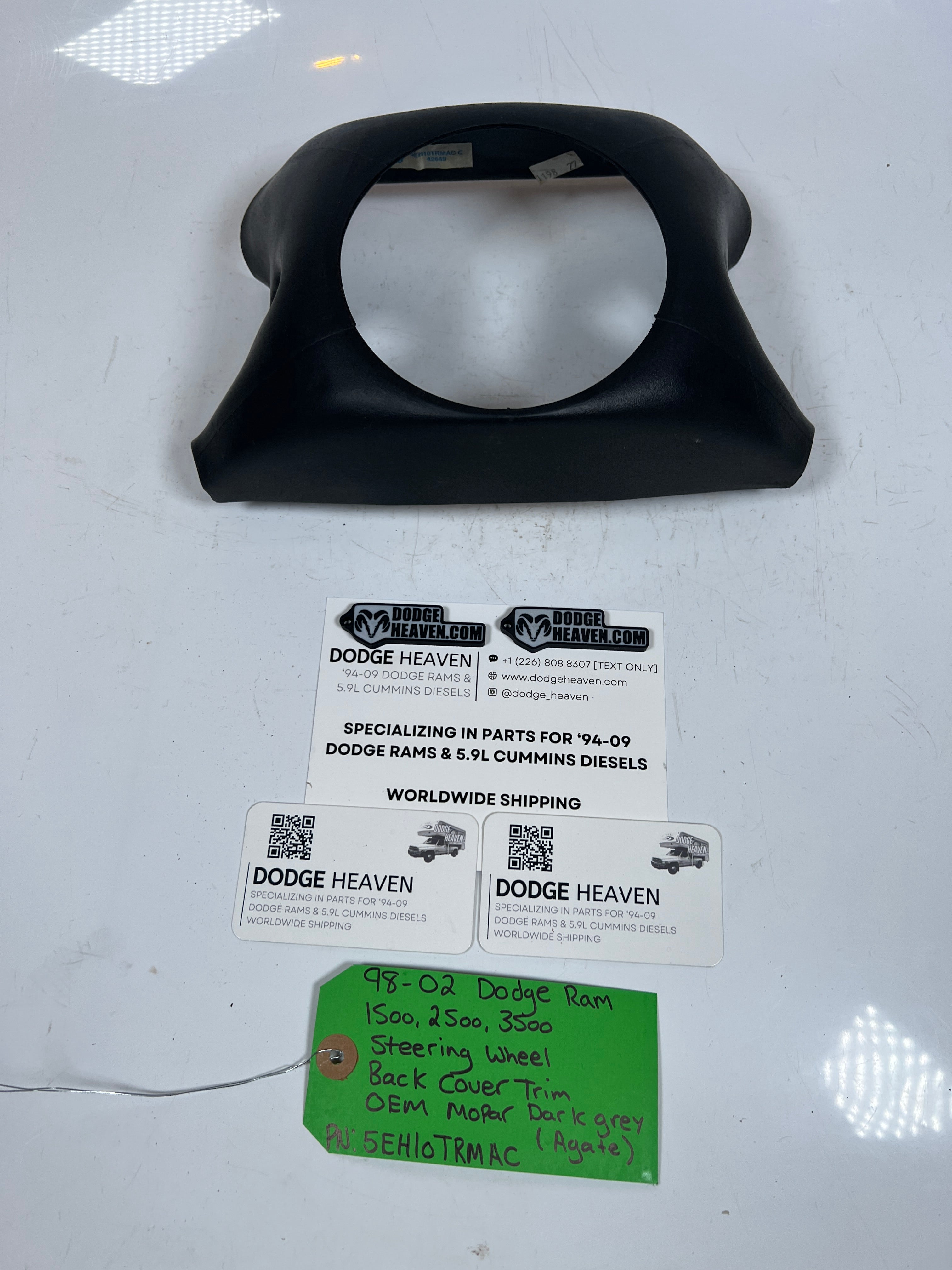 1998-2002 Dodge Ram 1500-3500 Steering Wheel Back Cover Trim Dark Grey