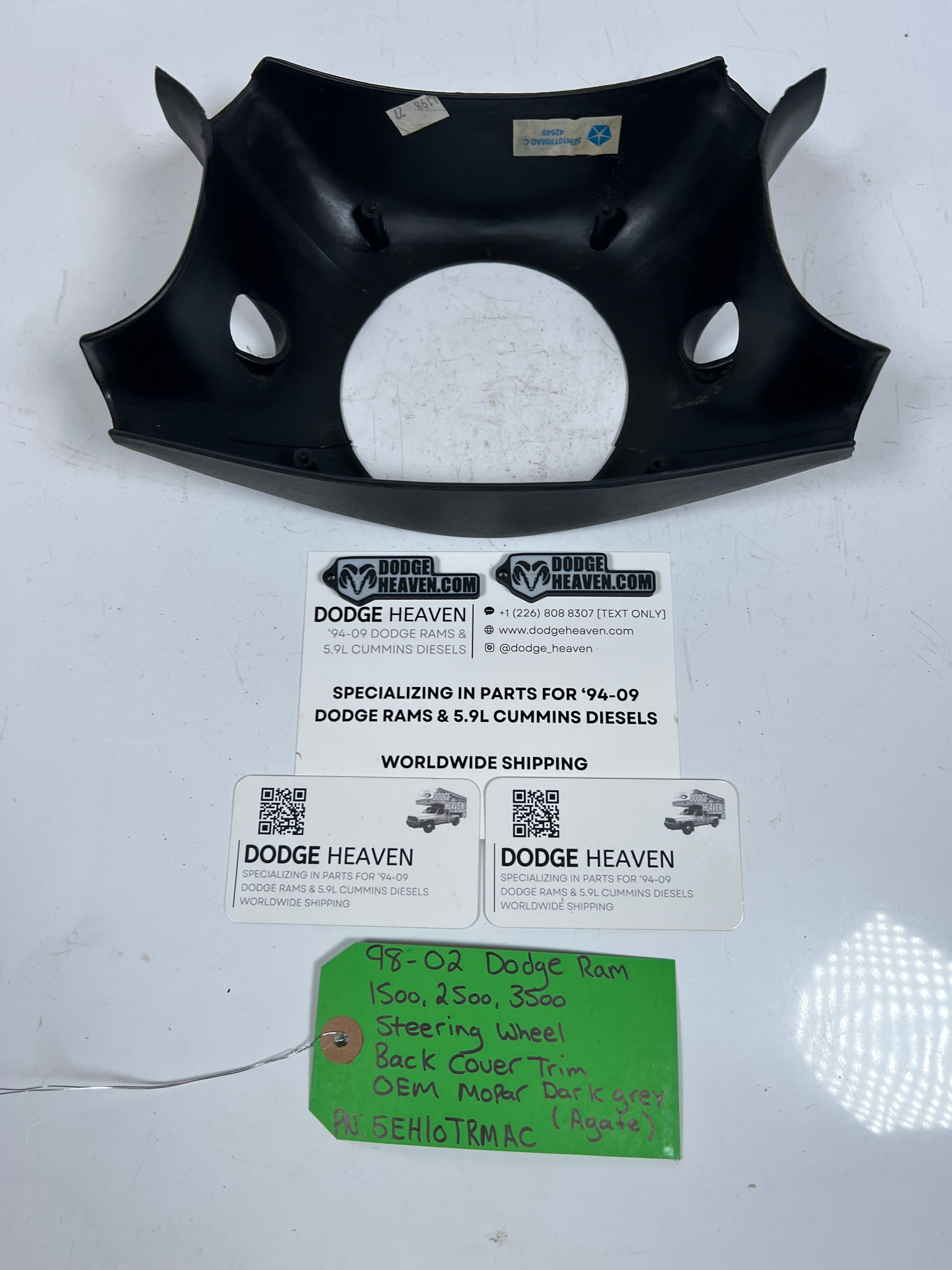 1998-2002 Dodge Ram 1500-3500 Steering Wheel Back Cover Trim Dark Grey