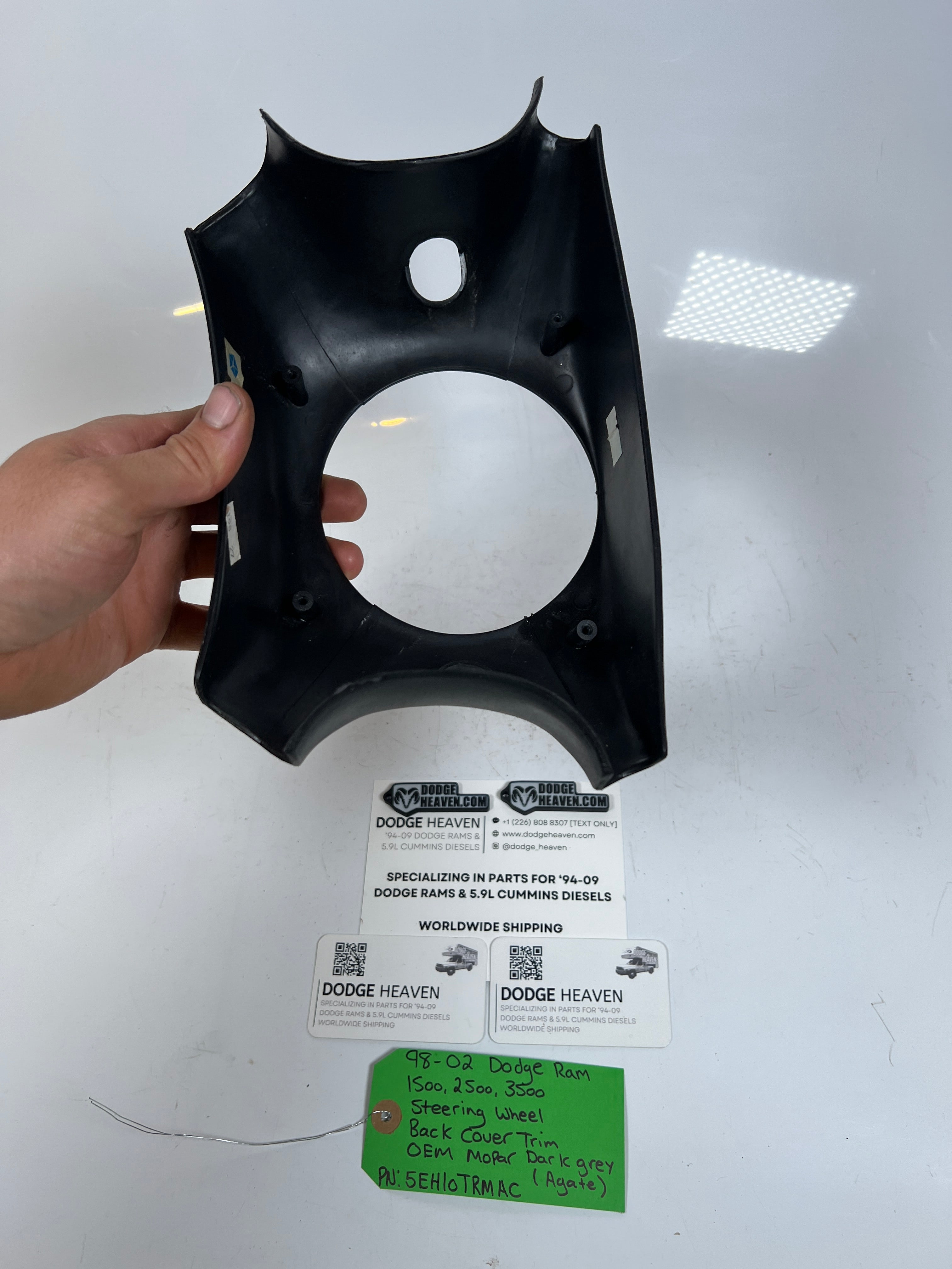 1998-2002 Dodge Ram 1500-3500 Steering Wheel Back Cover Trim Dark Grey