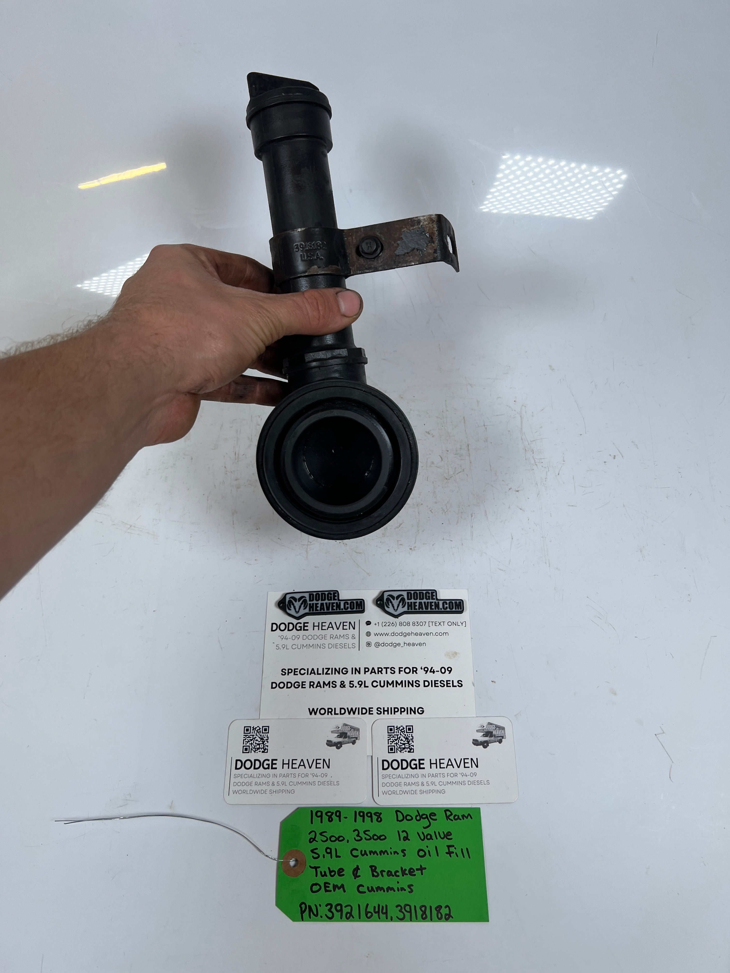 1989-1998 Dodge Ram 12 valve 5.9L Cummins Oil Fill Tube & Bracket