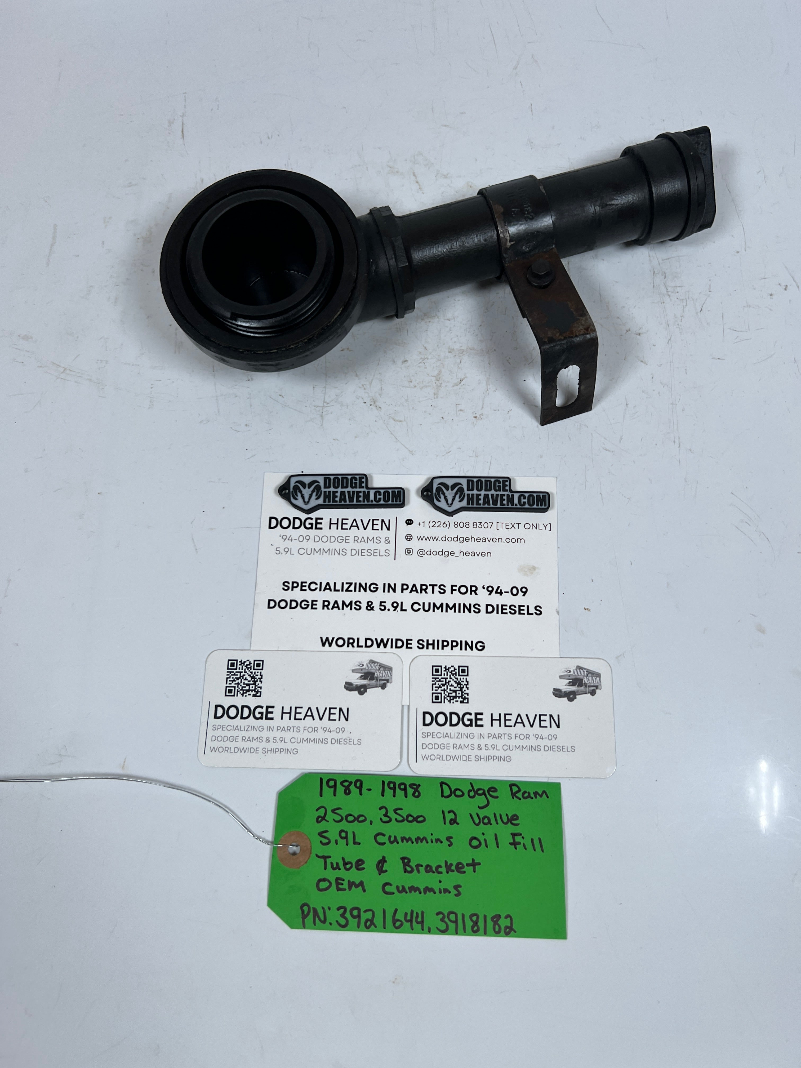 1989-1998 Dodge Ram 12 valve 5.9L Cummins Oil Fill Tube & Bracket
