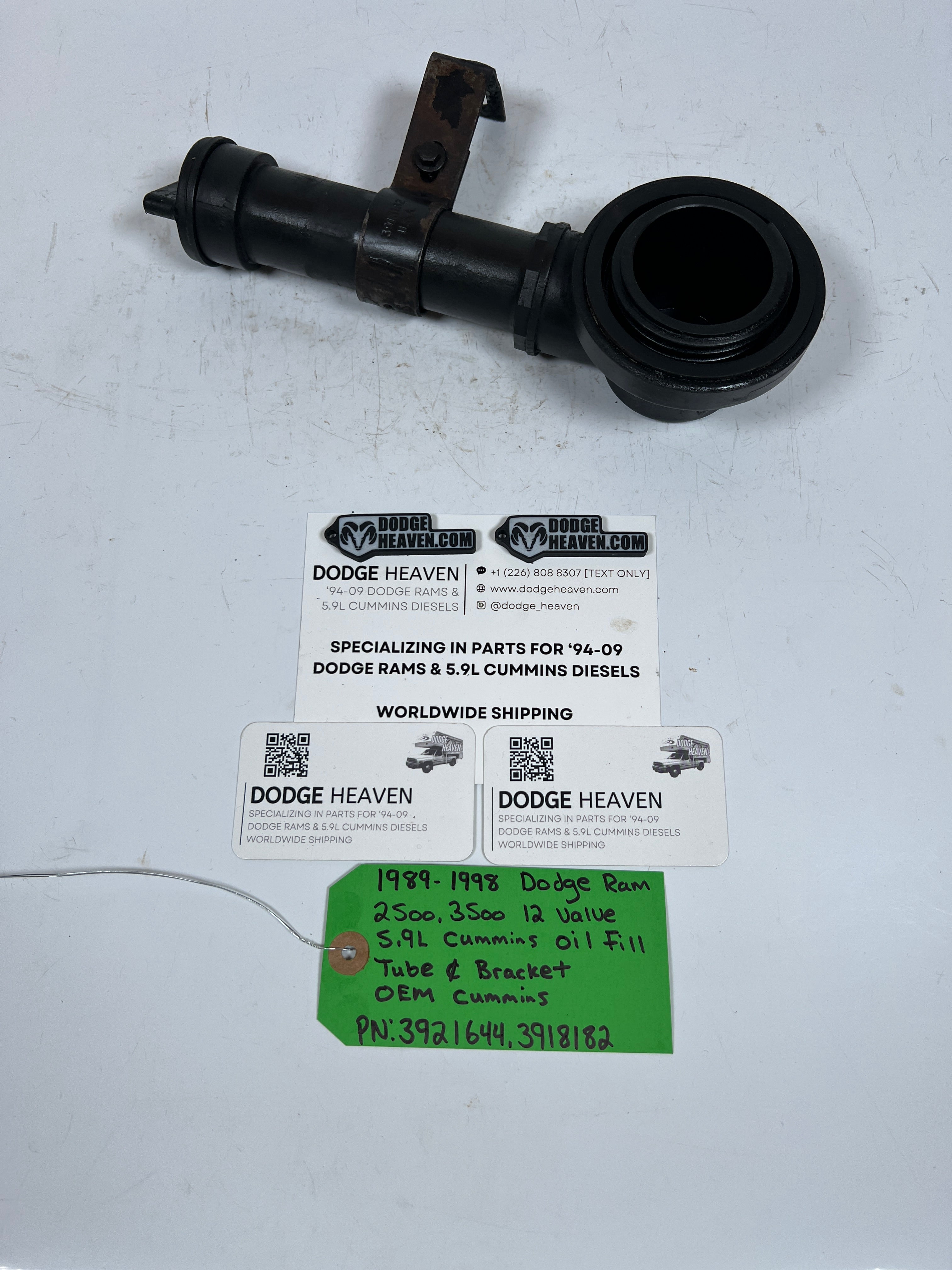 1989-1998 Dodge Ram 12 valve 5.9L Cummins Oil Fill Tube & Bracket