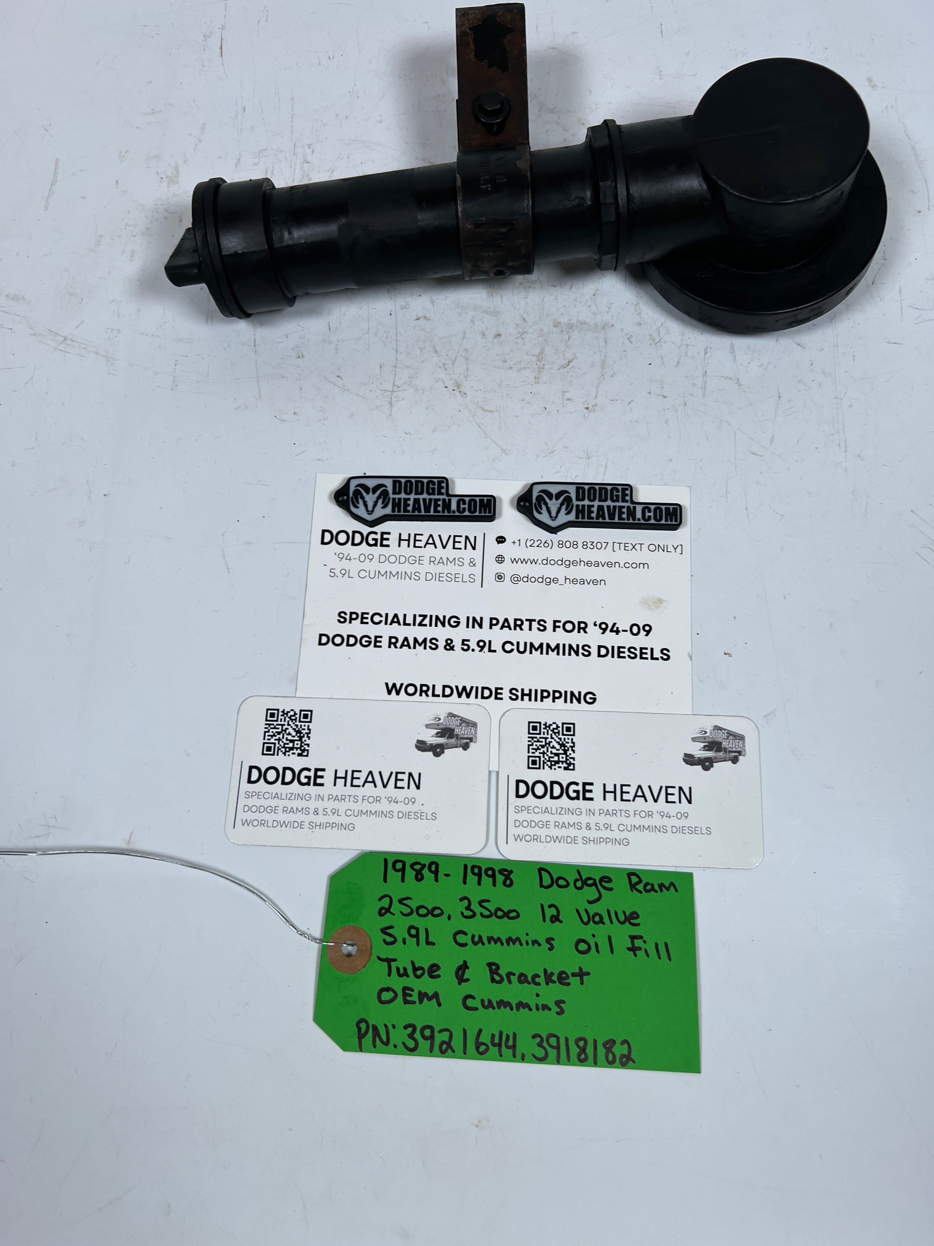 1989-1998 Dodge Ram 12 valve 5.9L Cummins Oil Fill Tube & Bracket