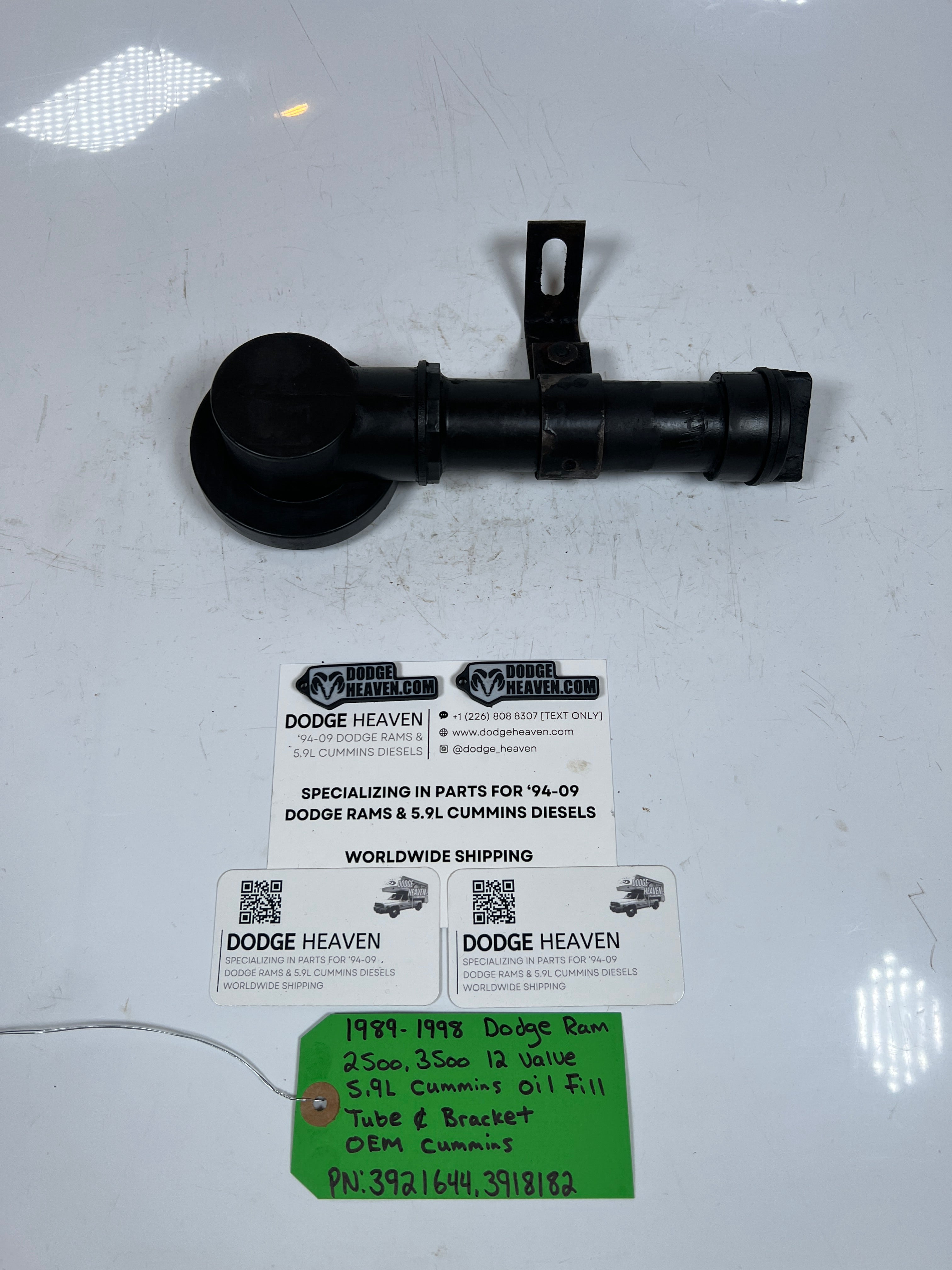1989-1998 Dodge Ram 12 valve 5.9L Cummins Oil Fill Tube & Bracket