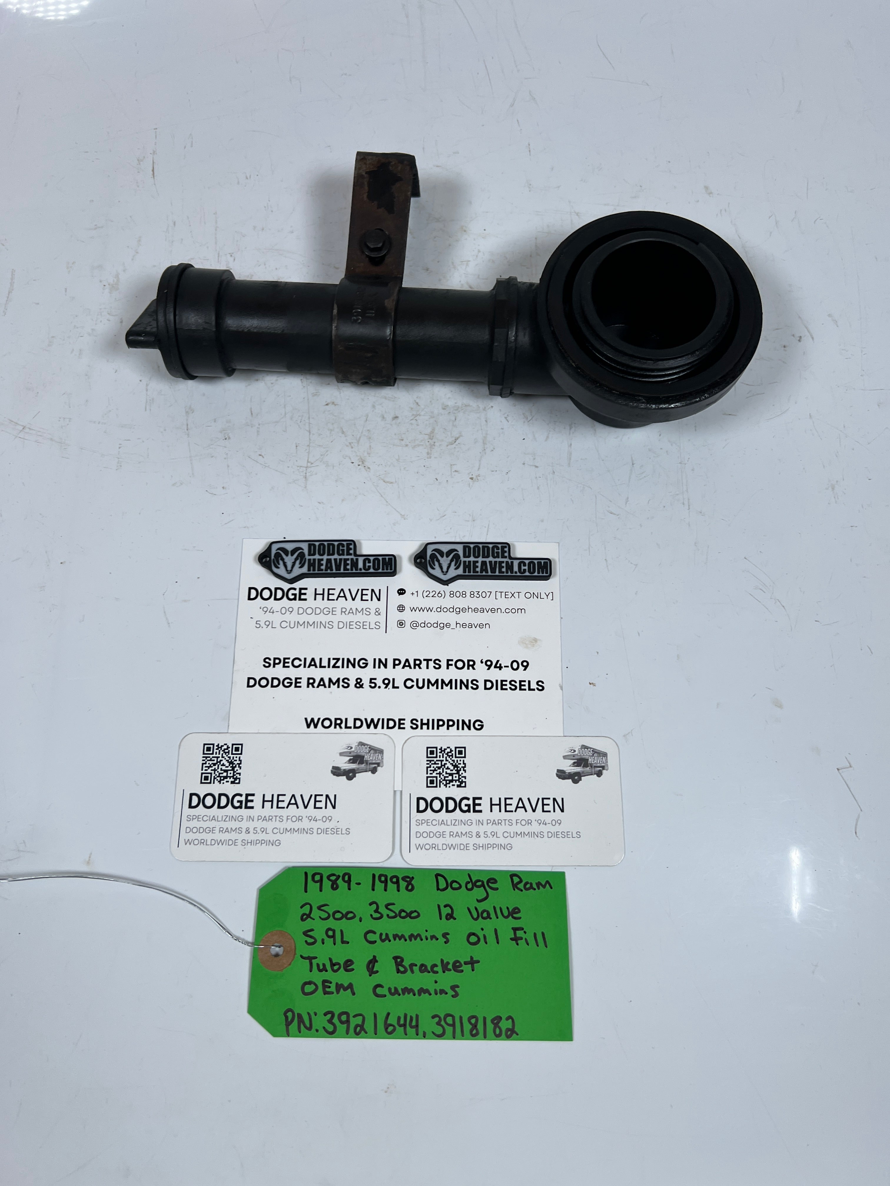 1989-1998 Dodge Ram 12 valve 5.9L Cummins Oil Fill Tube & Bracket