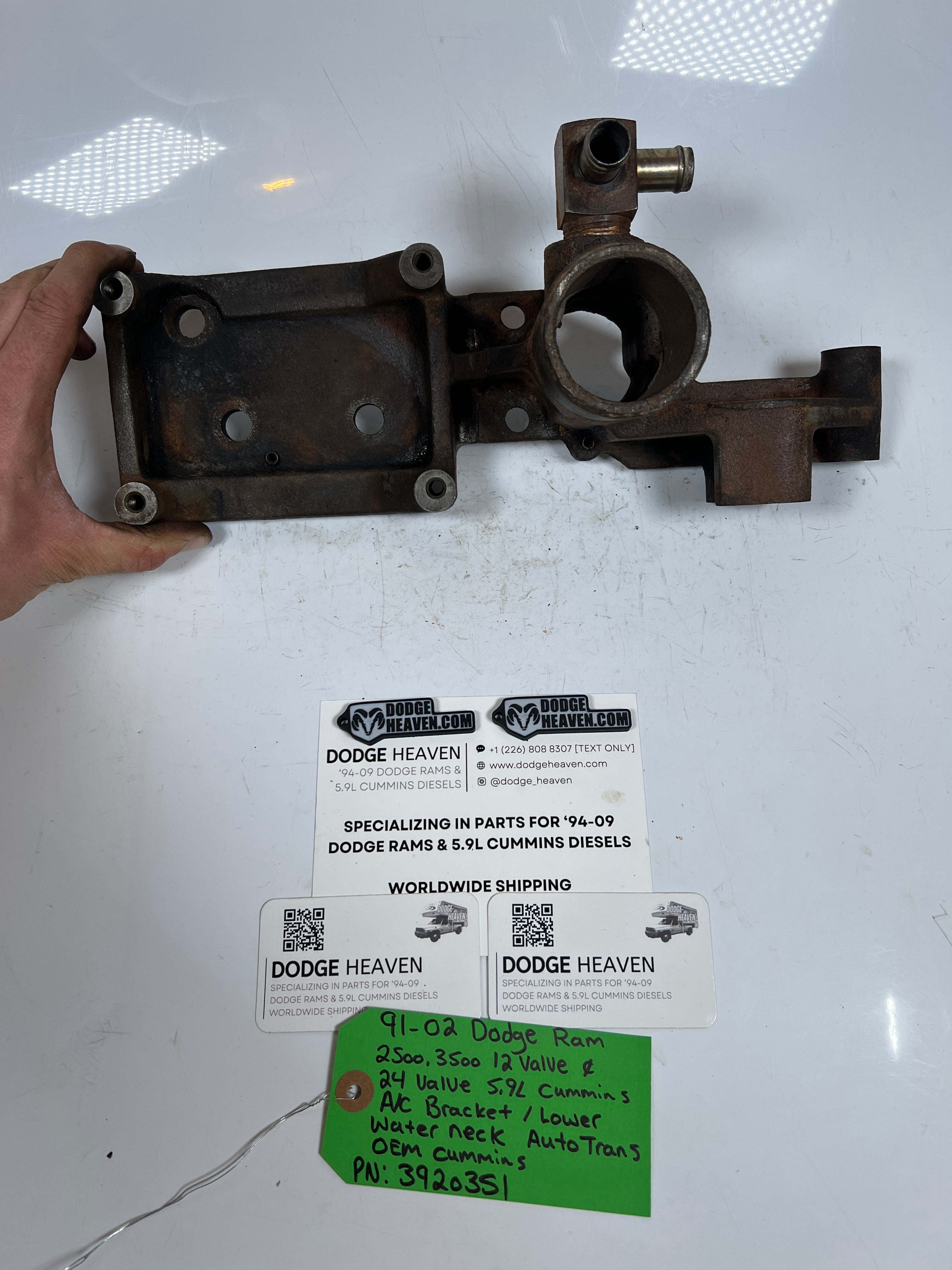1991-2002 Dodge Ram 12V & 24V 5.9L Cummins A/C AC Bracket Lower Water Neck