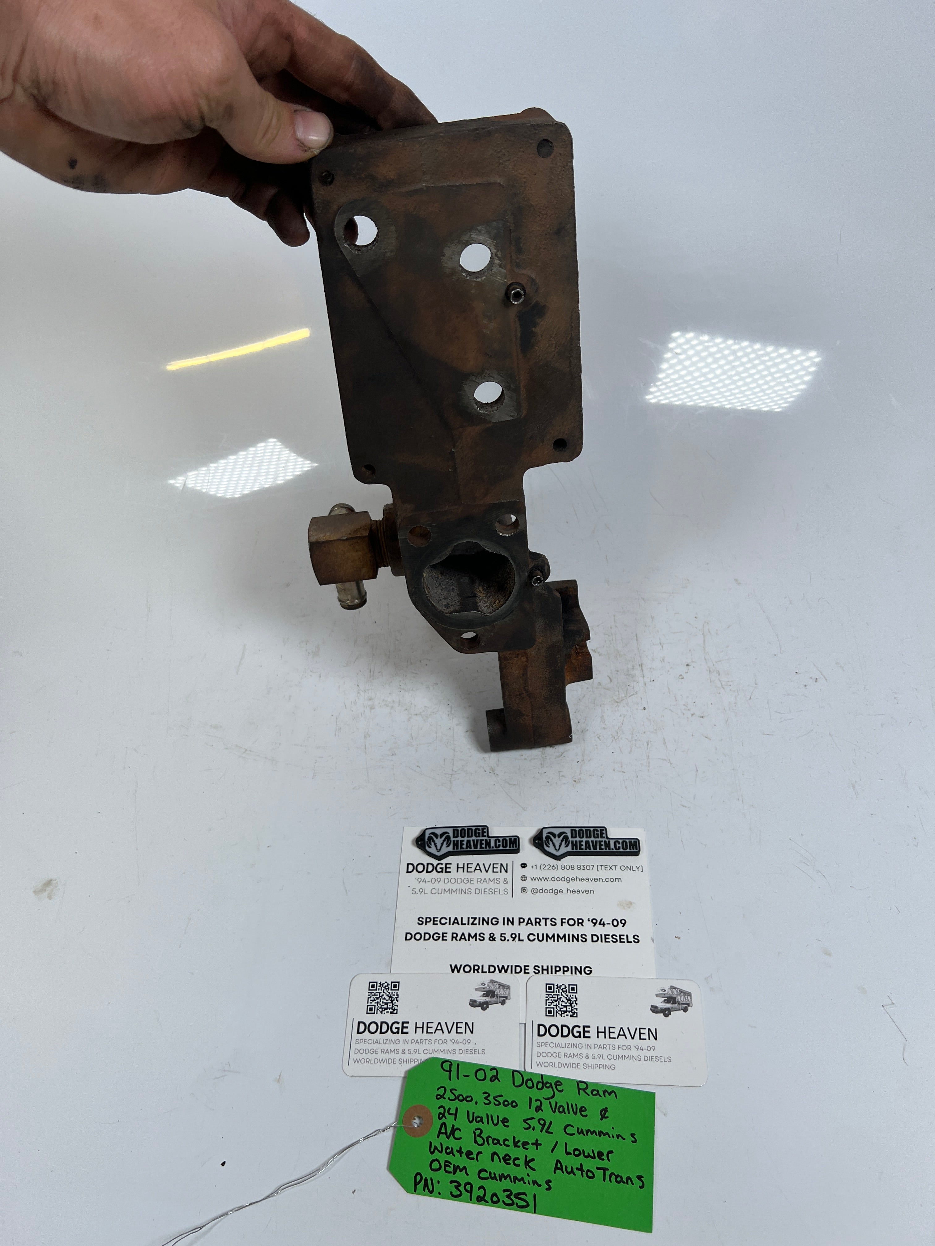 1991-2002 Dodge Ram 12V & 24V 5.9L Cummins A/C AC Bracket Lower Water Neck