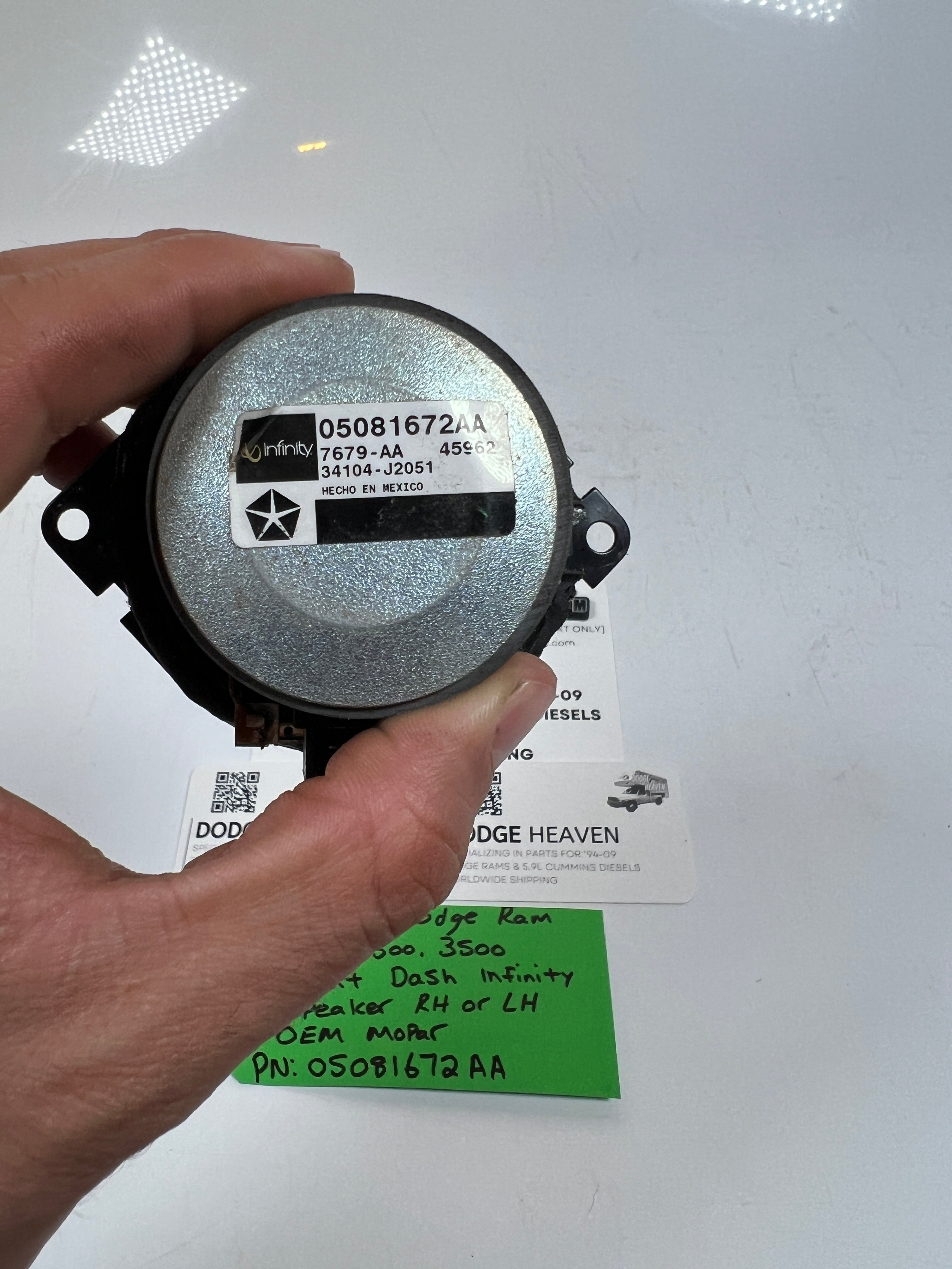 2005-2009 Dodge Ram 1500-3500 Infinity Front Dash Speaker