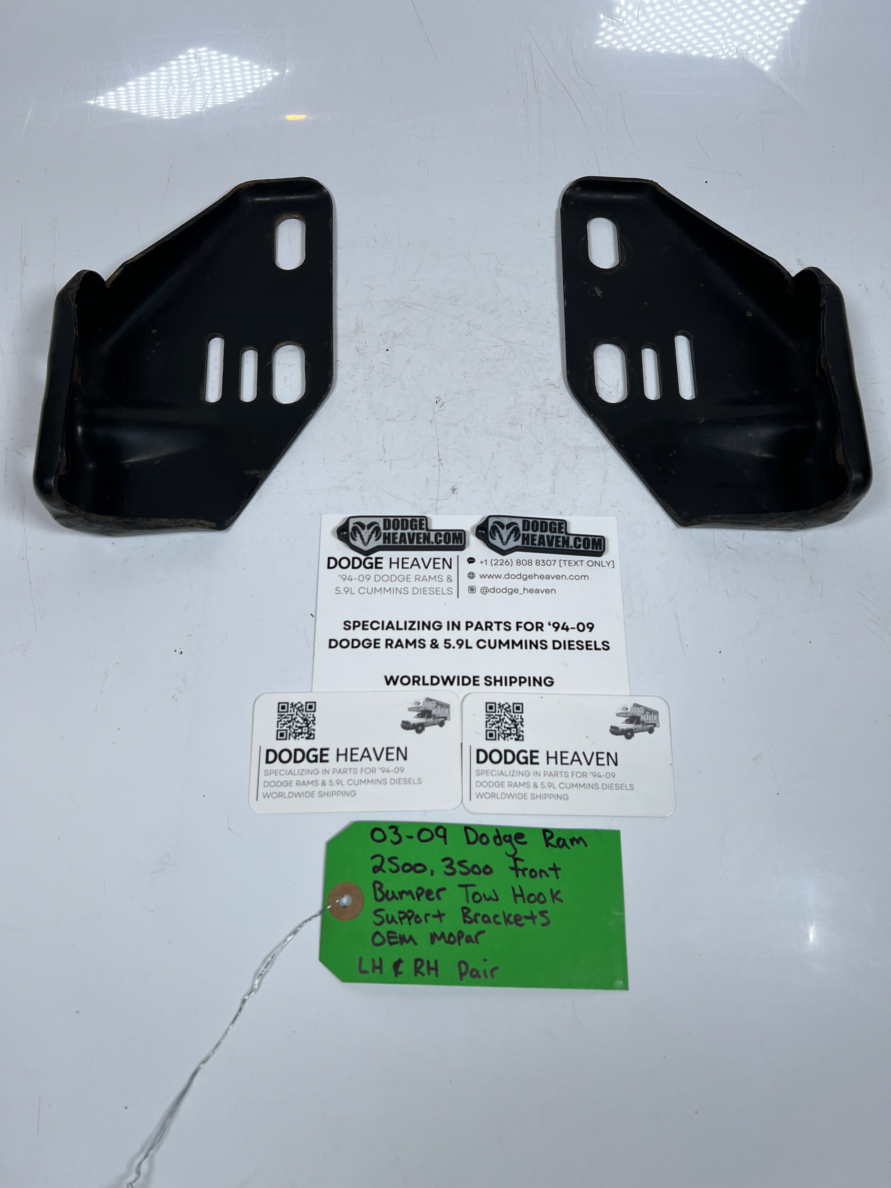 2003-2009 Dodge Ram 2500 3500 Front Bumper Tow Hook Support Bracket LH & RH Pair