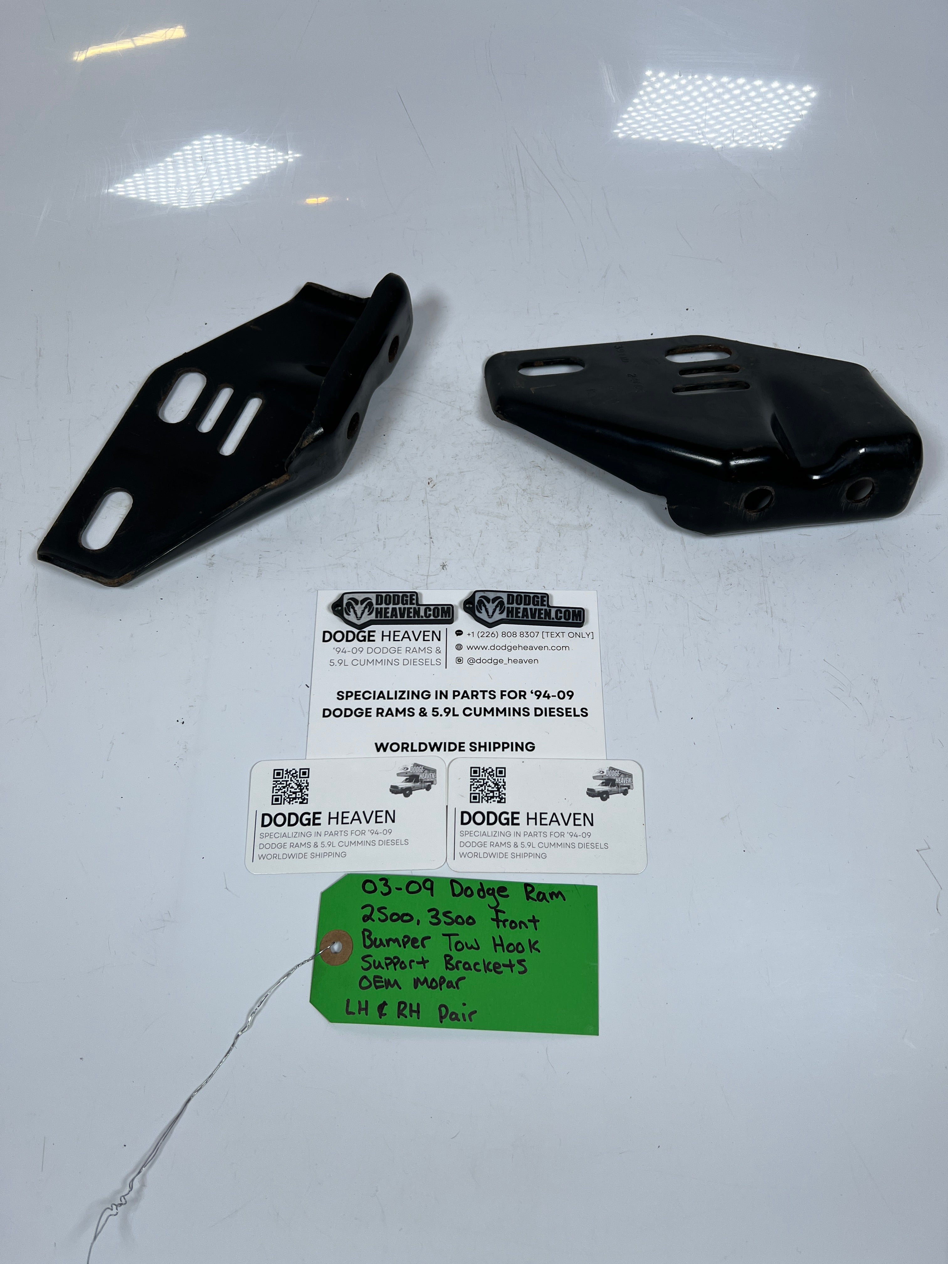 2003-2009 Dodge Ram 2500 3500 Front Bumper Tow Hook Support Bracket LH & RH Pair
