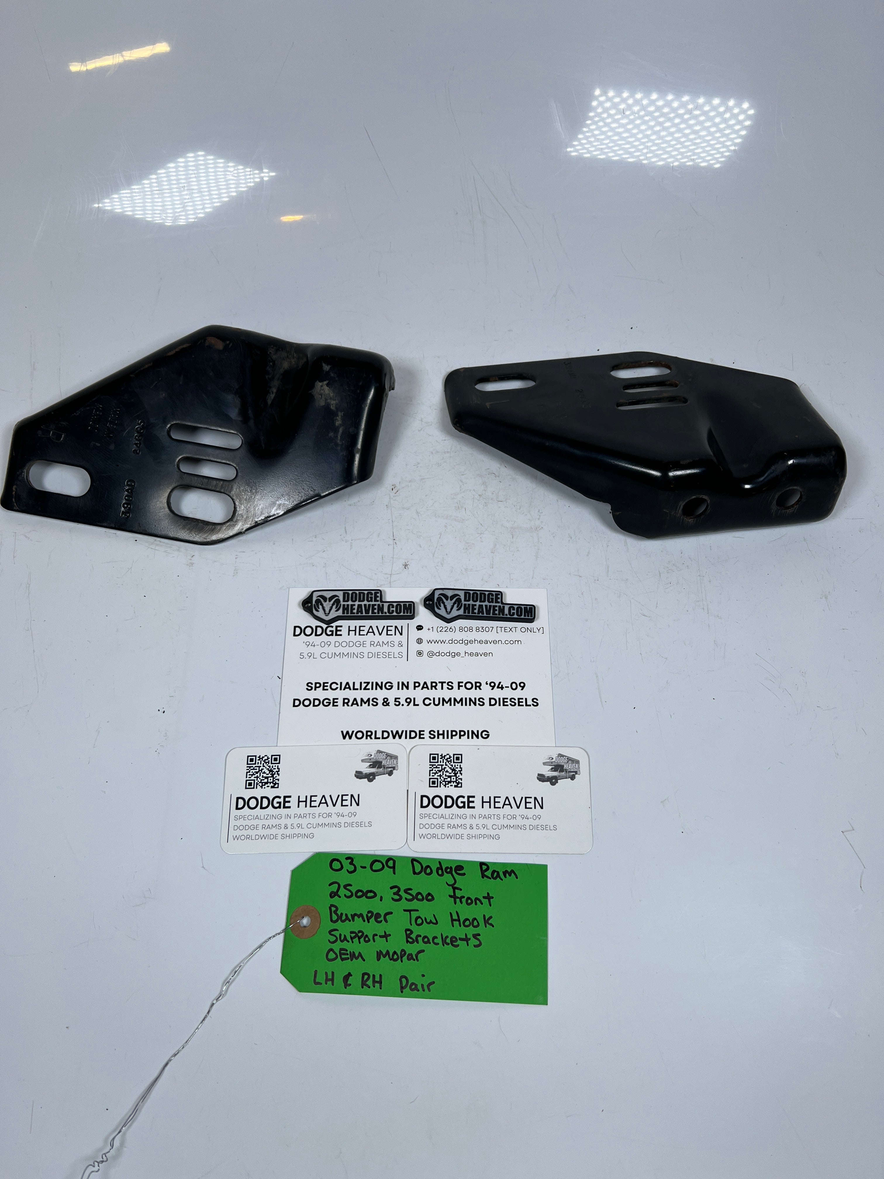 2003-2009 Dodge Ram 2500 3500 Front Bumper Tow Hook Support Bracket LH & RH Pair