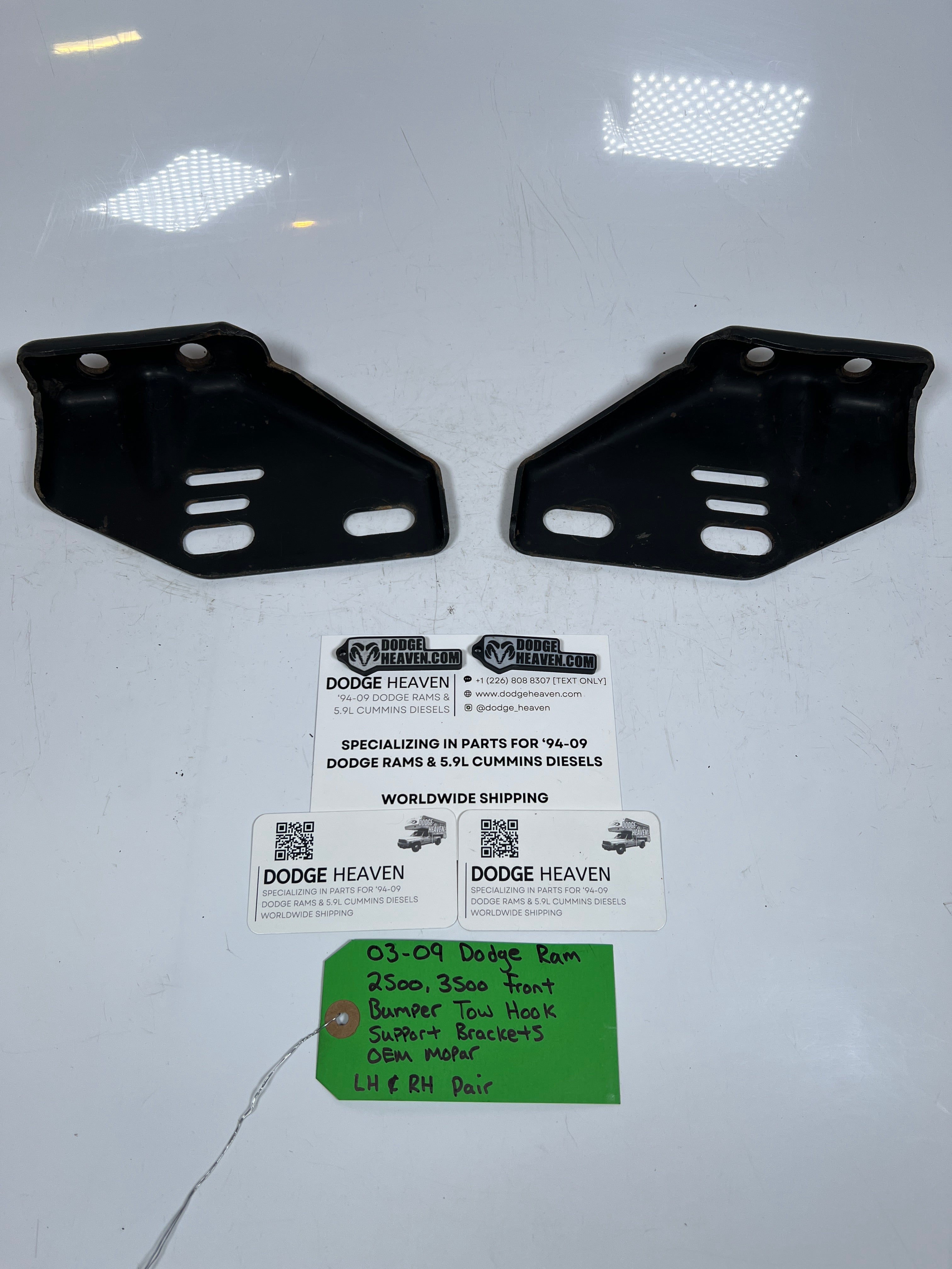 2003-2009 Dodge Ram 2500 3500 Front Bumper Tow Hook Support Bracket LH & RH Pair