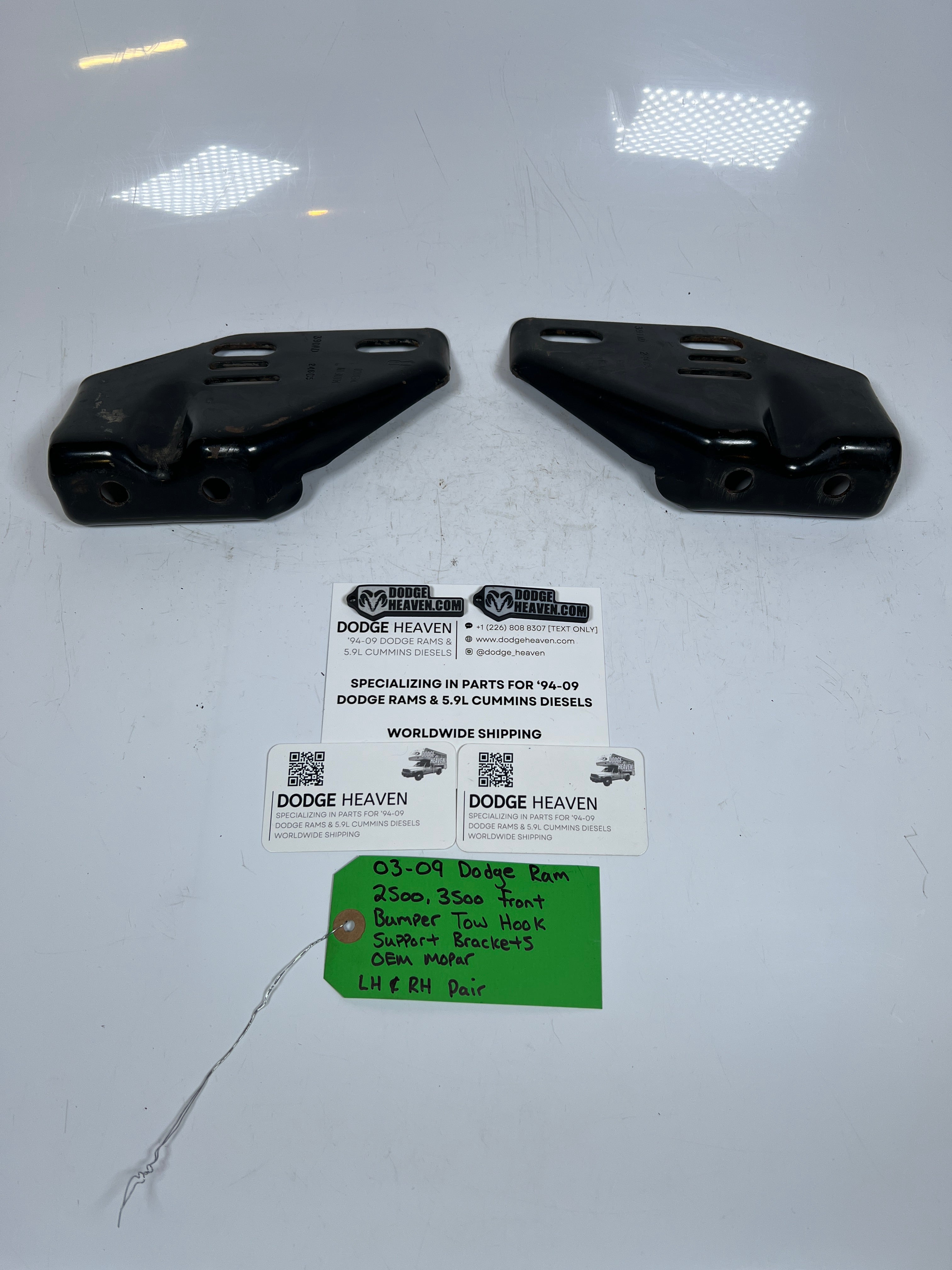 2003-2009 Dodge Ram 2500 3500 Front Bumper Tow Hook Support Bracket LH & RH Pair