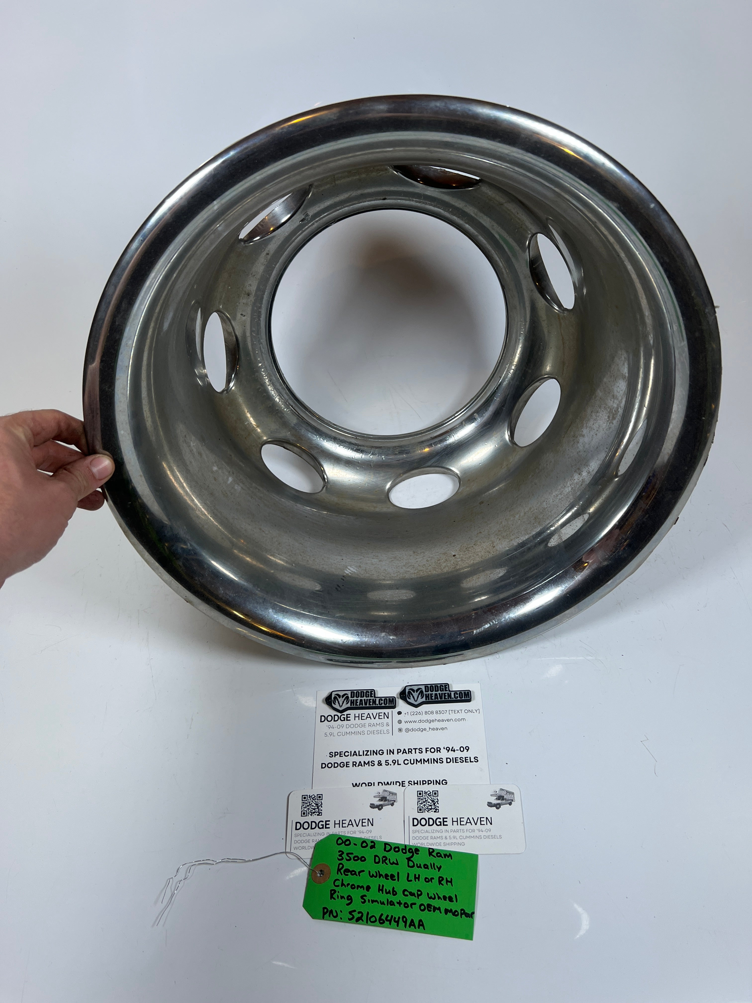 2000-2002 Dodge Ram 3500 Dually Rear Hub Cap Wheel Ring Simulator