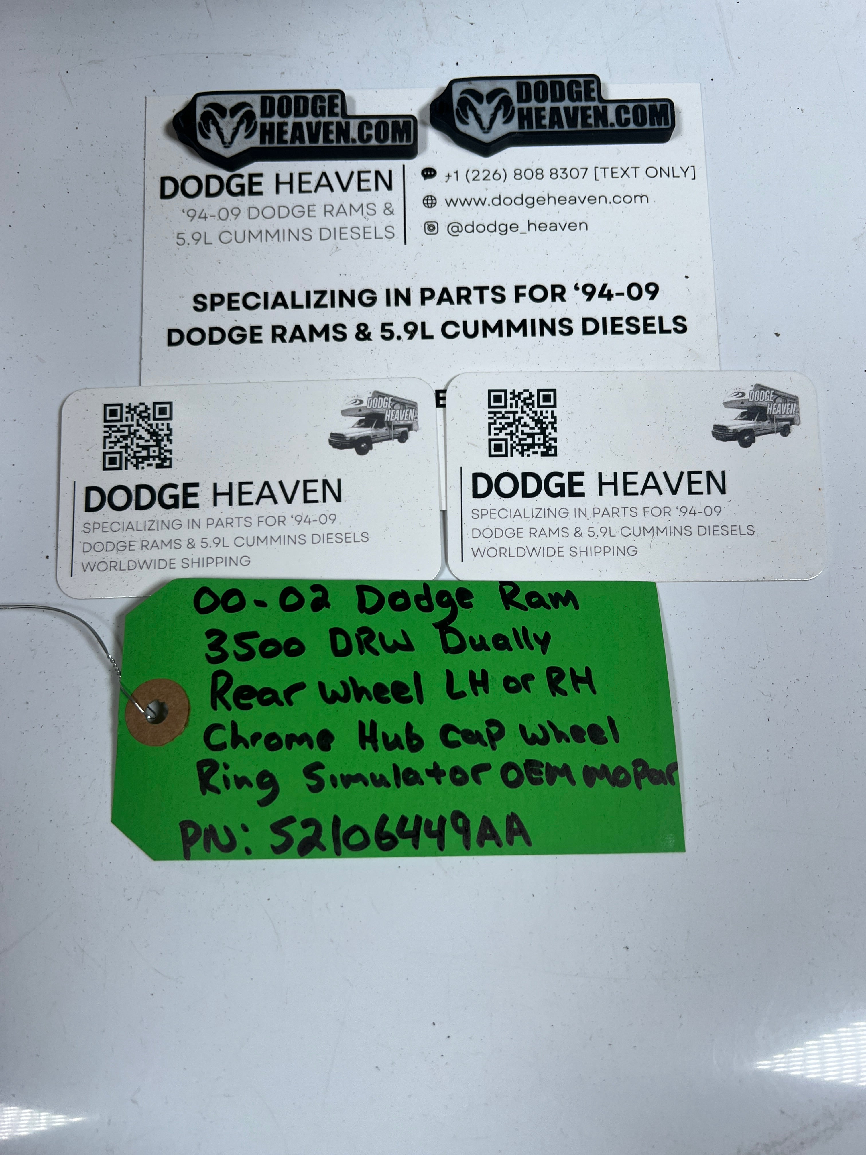 2000-2002 Dodge Ram 3500 Dually Rear Hub Cap Wheel Ring Simulator