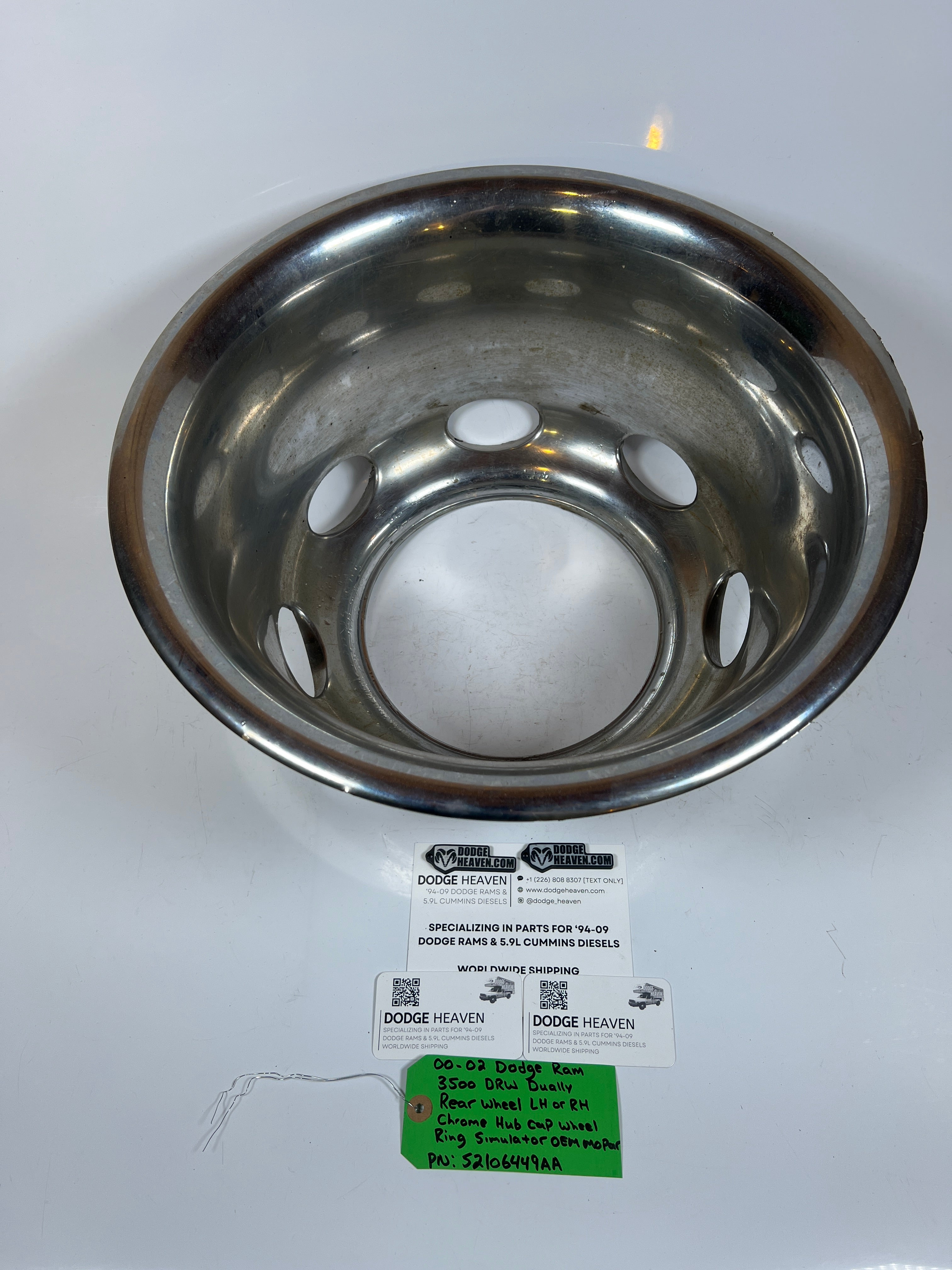 2000-2002 Dodge Ram 3500 Dually Rear Hub Cap Wheel Ring Simulator