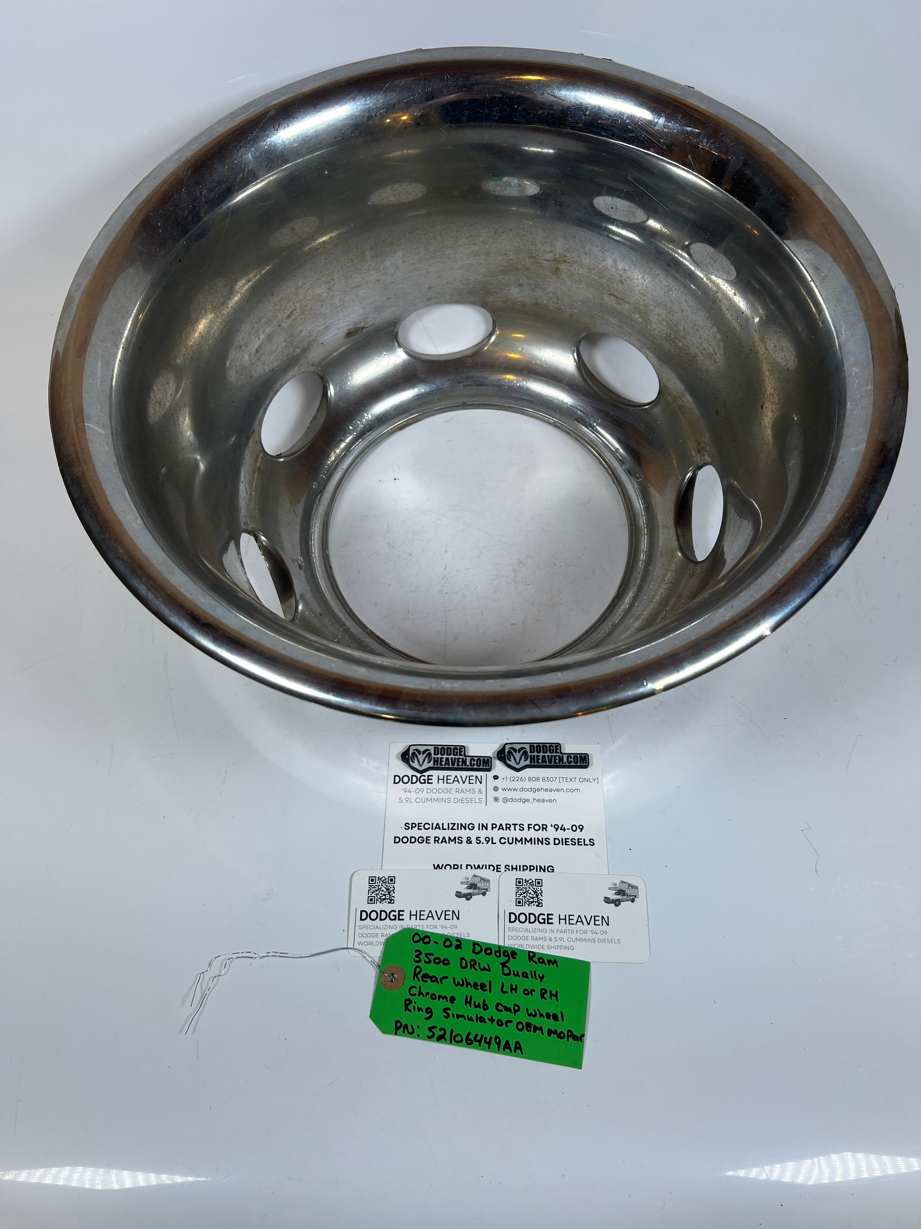 2000-2002 Dodge Ram 3500 Dually Rear Hub Cap Wheel Ring Simulator