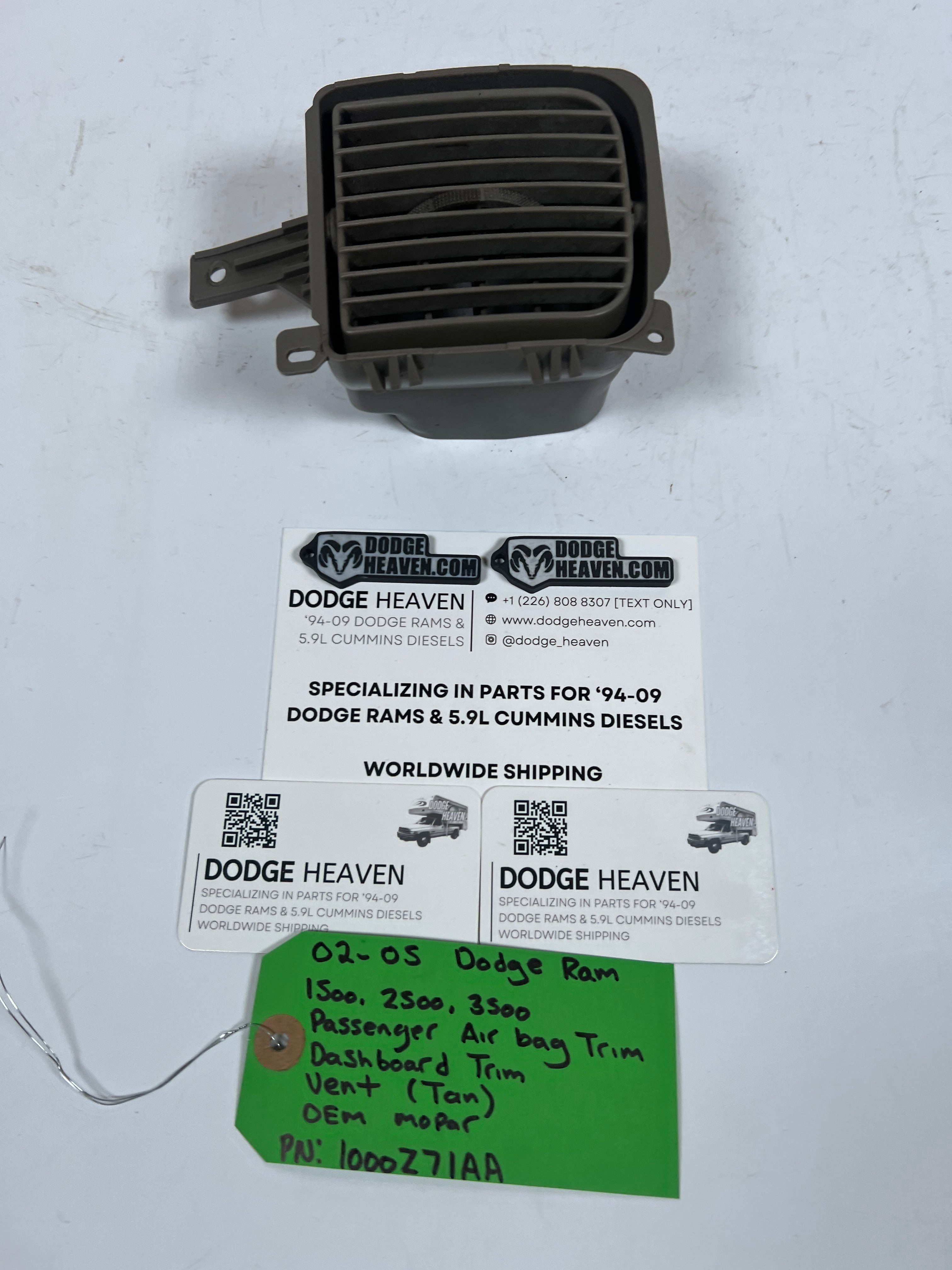 2002-2005 Dodge Ram 1500-3500 Passenger DashBoard Trim Vent Tan
