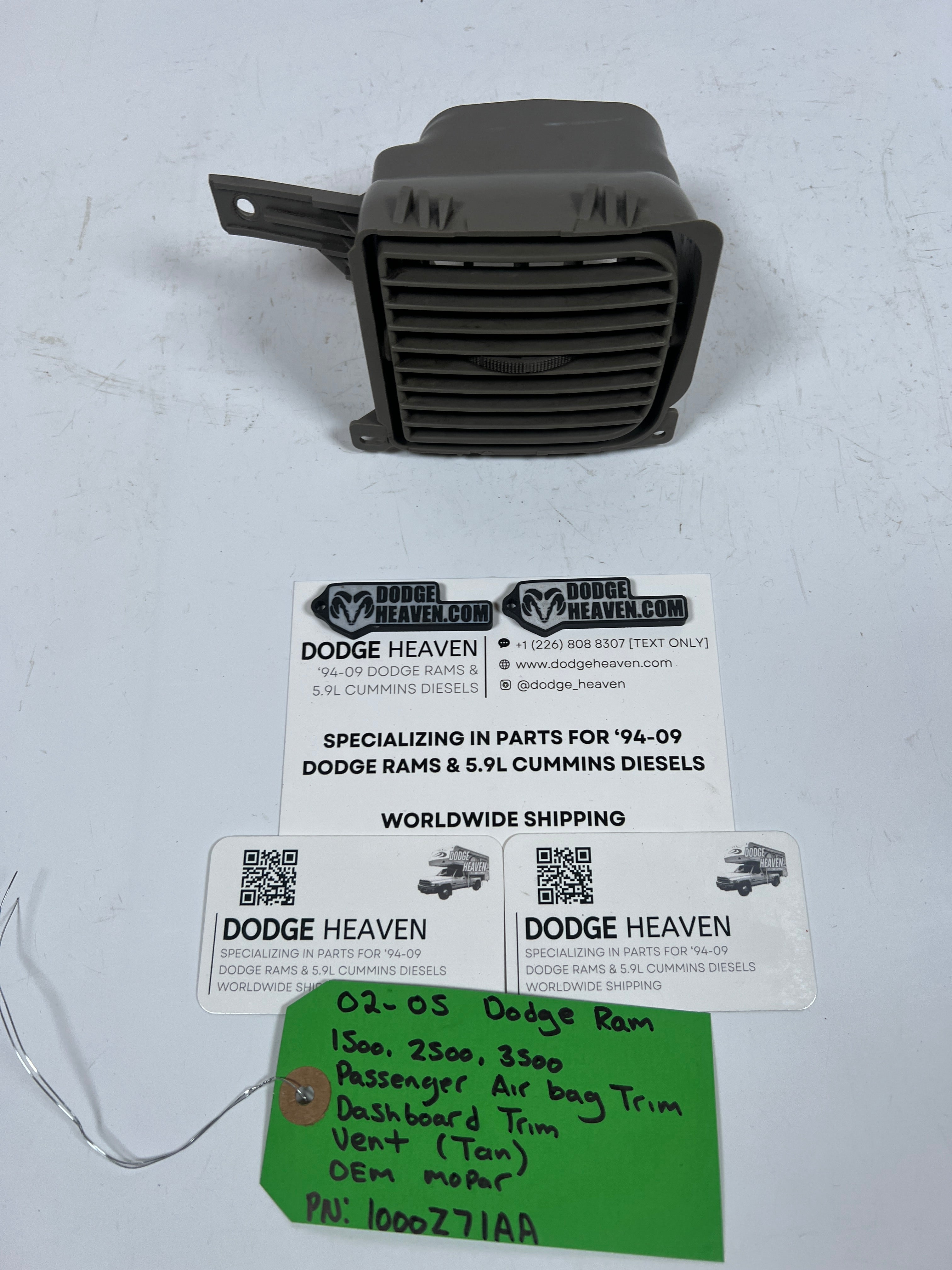 2002-2005 Dodge Ram 1500-3500 Passenger DashBoard Trim Vent Tan