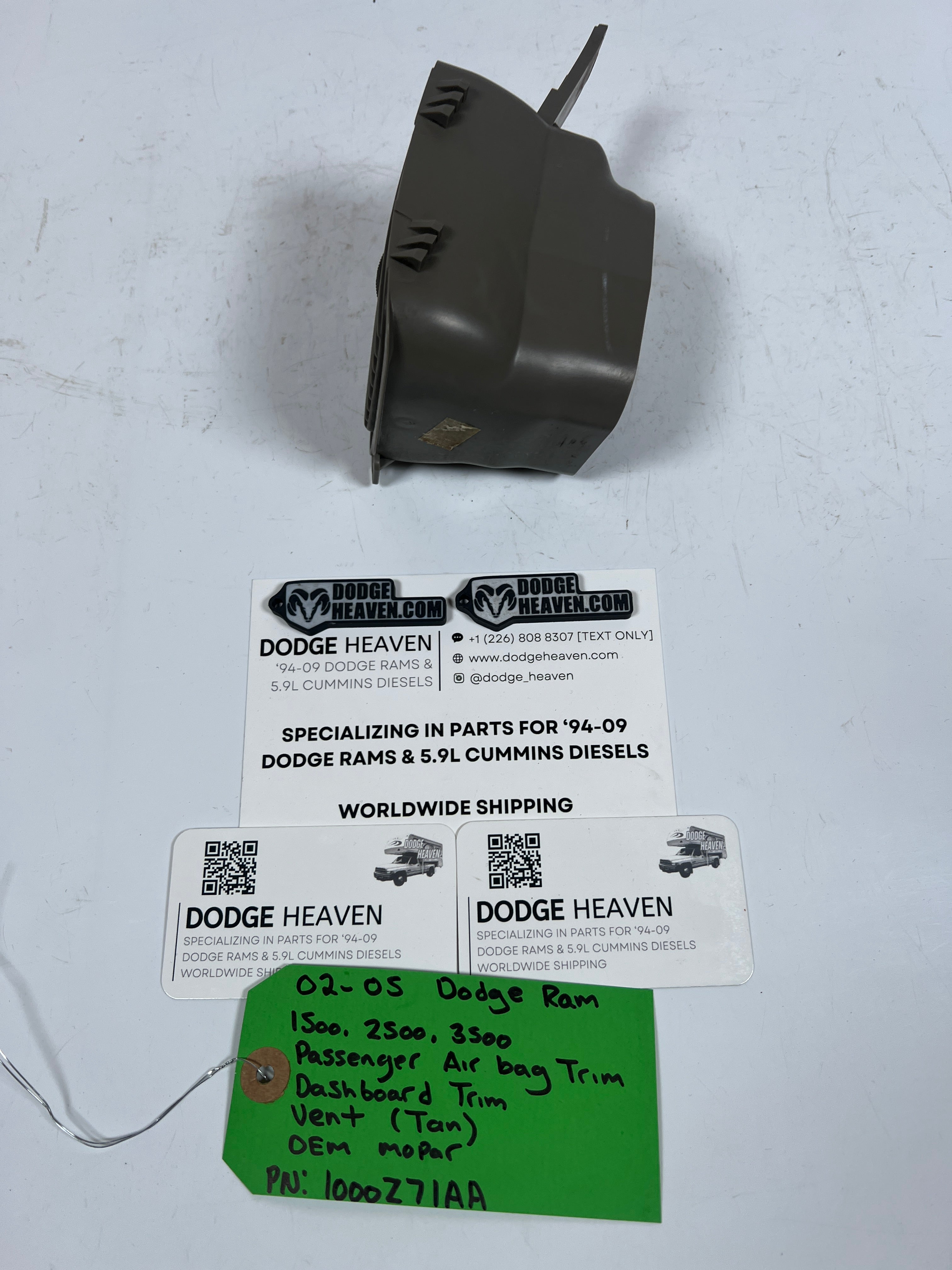 2002-2005 Dodge Ram 1500-3500 Passenger DashBoard Trim Vent Tan