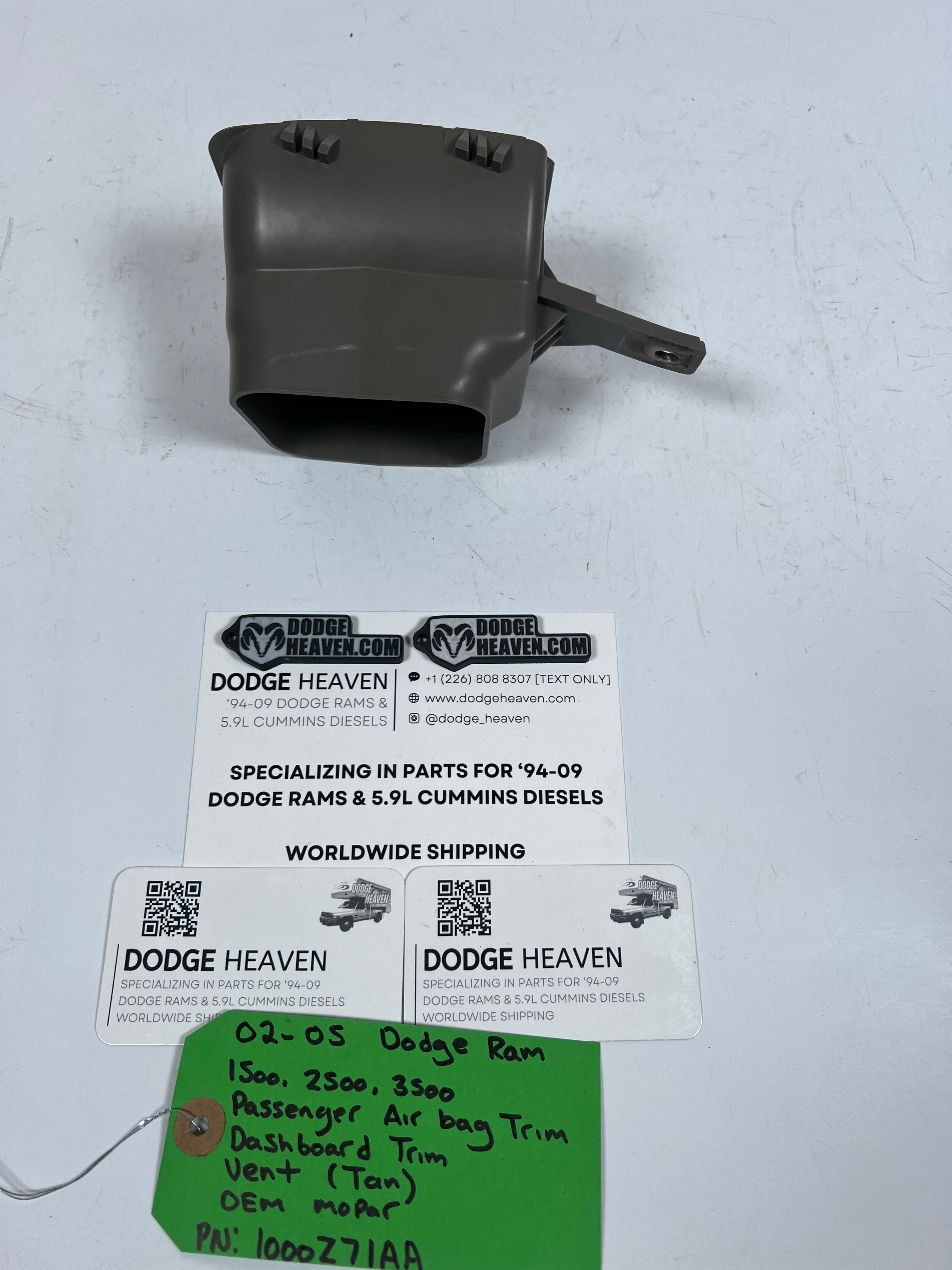 2002-2005 Dodge Ram 1500-3500 Passenger DashBoard Trim Vent Tan