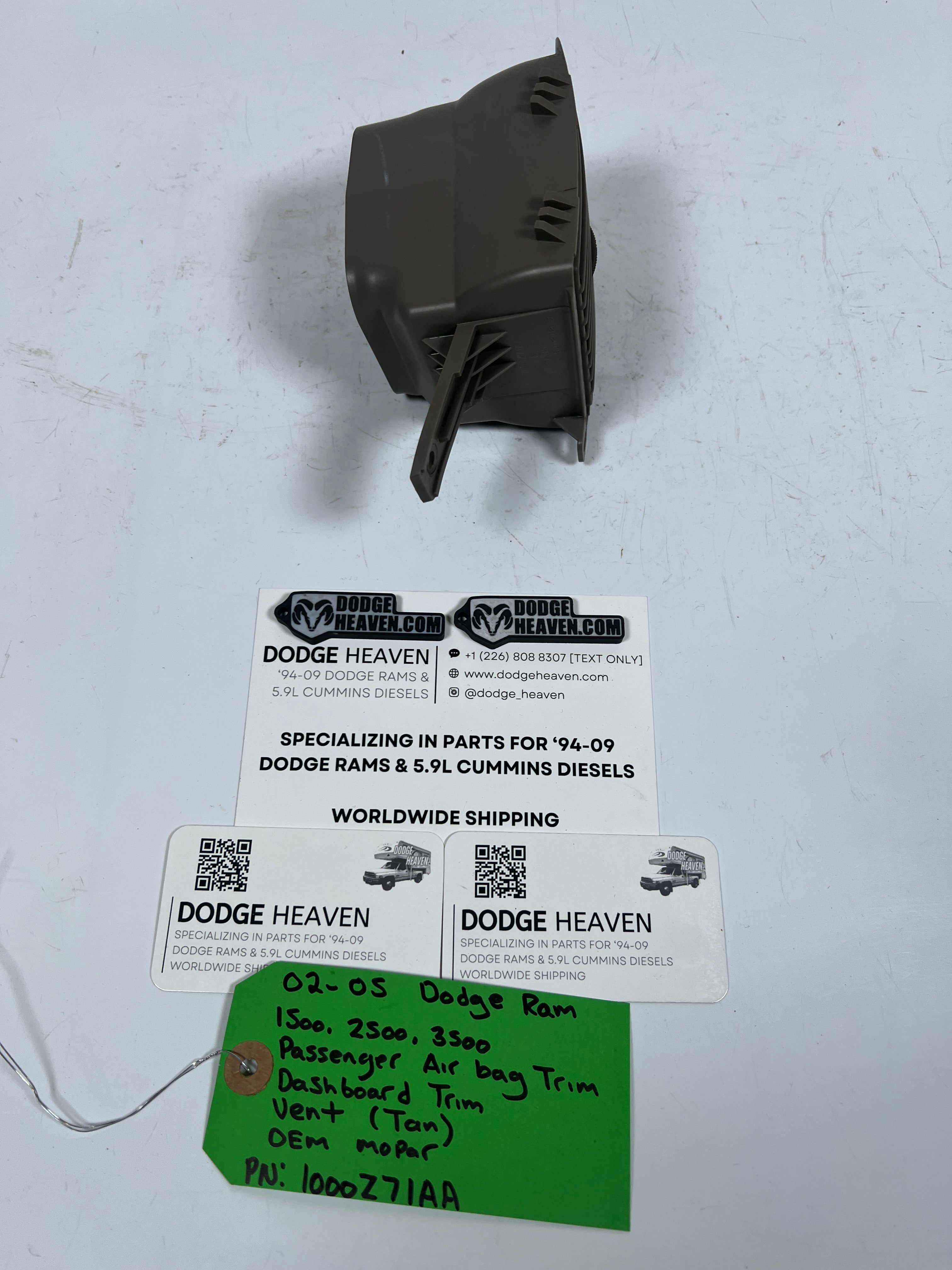 2002-2005 Dodge Ram 1500-3500 Passenger DashBoard Trim Vent Tan