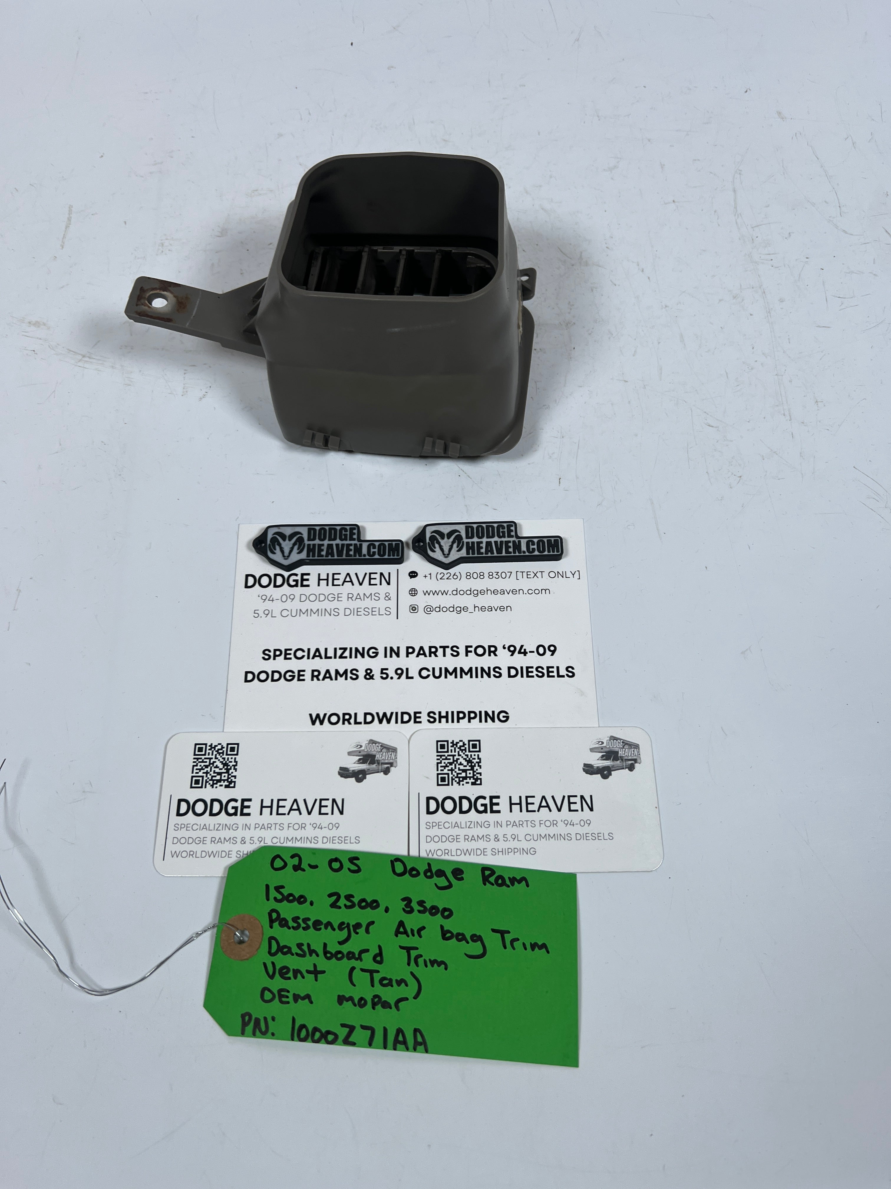 2002-2005 Dodge Ram 1500-3500 Passenger DashBoard Trim Vent Tan