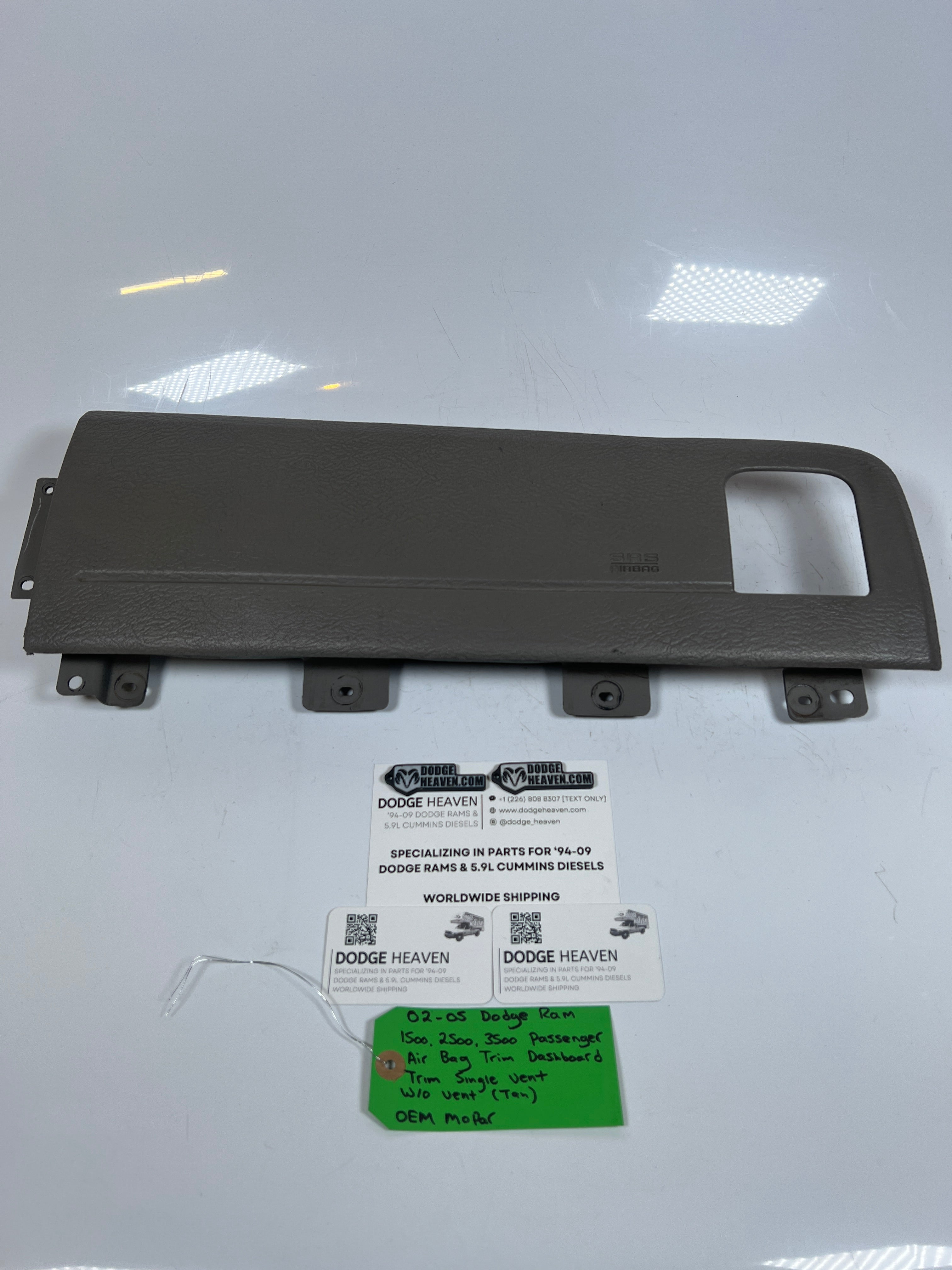 2002-2005 Dodge Ram 1500-3500 Passenger Dashboard Trim Cover Tan