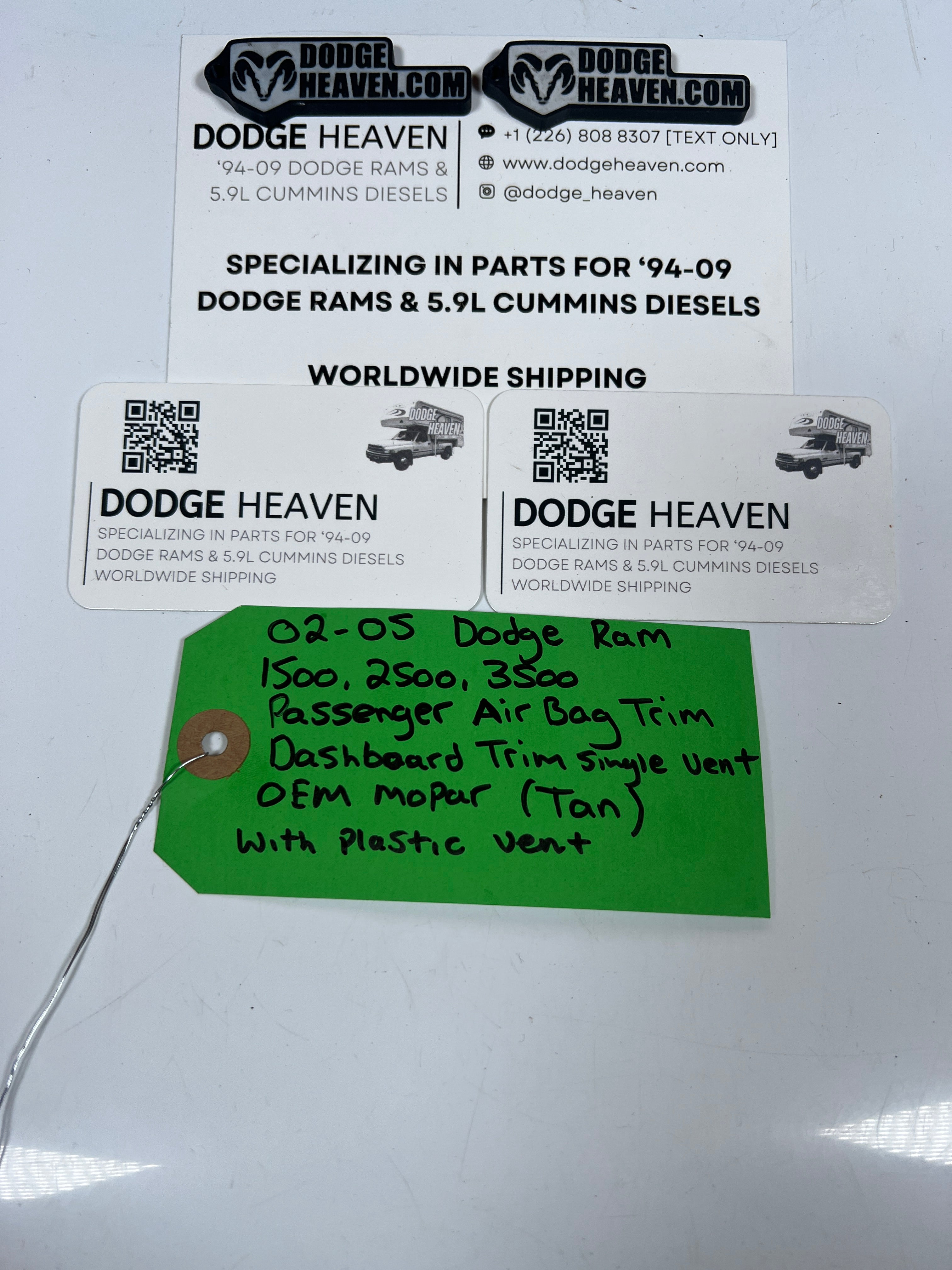 2002-2005 Dodge Ram 1500-3500 Passenger Dashboard Trim Cover With Vent Tan