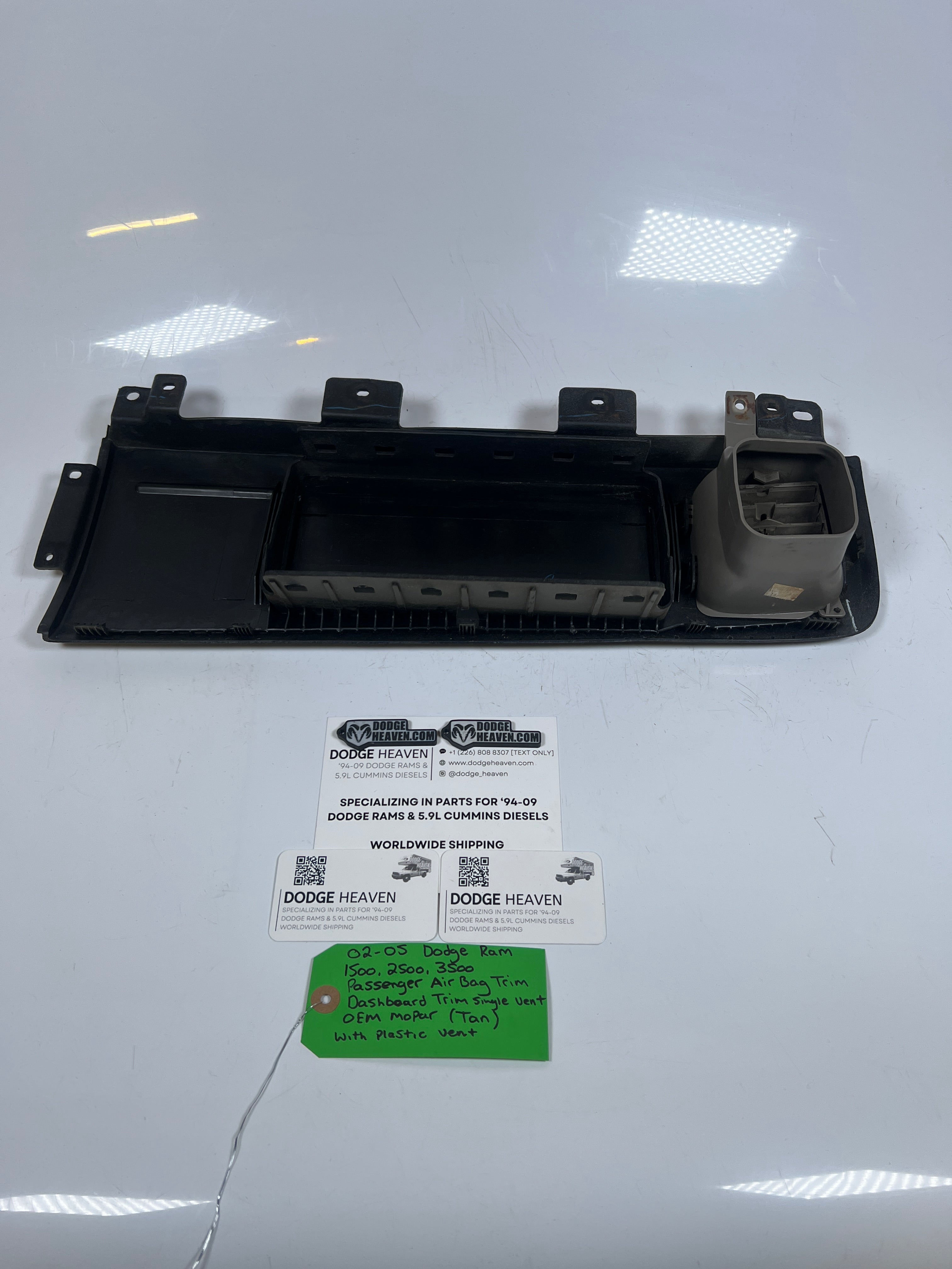 2002-2005 Dodge Ram 1500-3500 Passenger Dashboard Trim Cover With Vent Tan