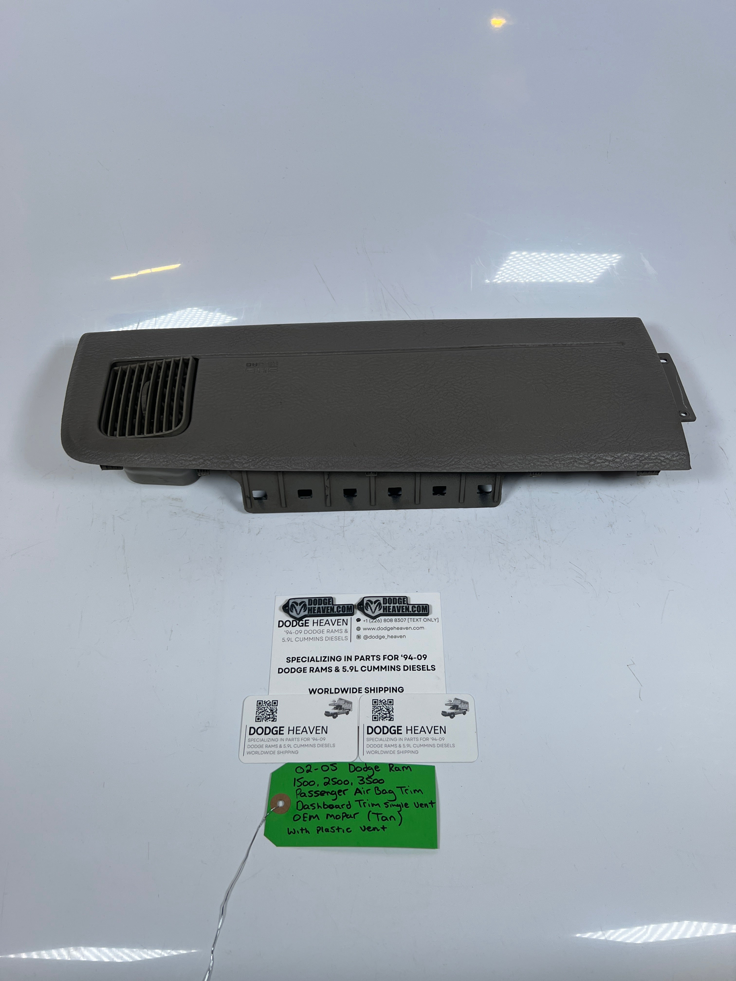 2002-2005 Dodge Ram 1500-3500 Passenger Dashboard Trim Cover With Vent Tan
