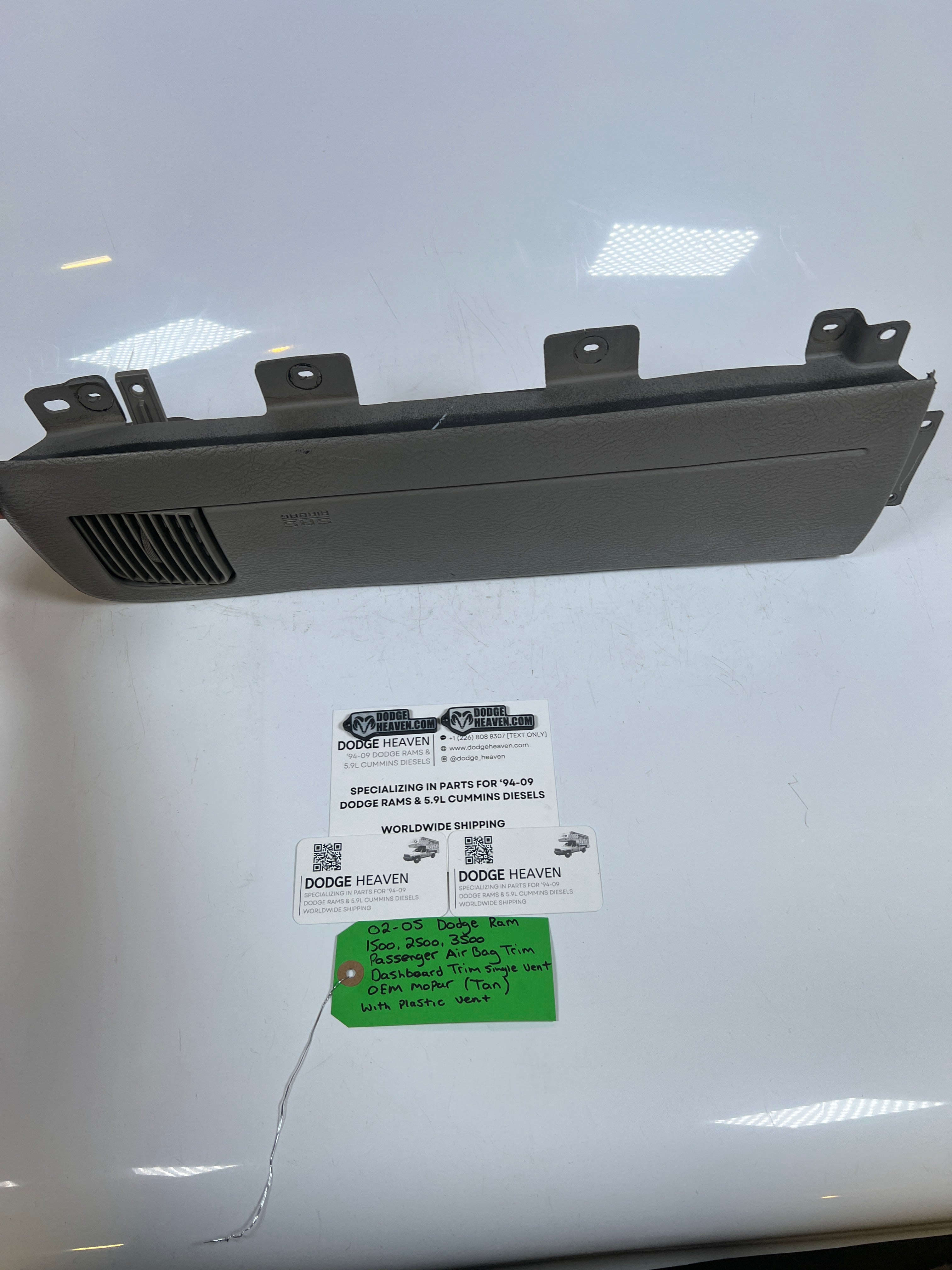 2002-2005 Dodge Ram 1500-3500 Passenger Dashboard Trim Cover With Vent Tan