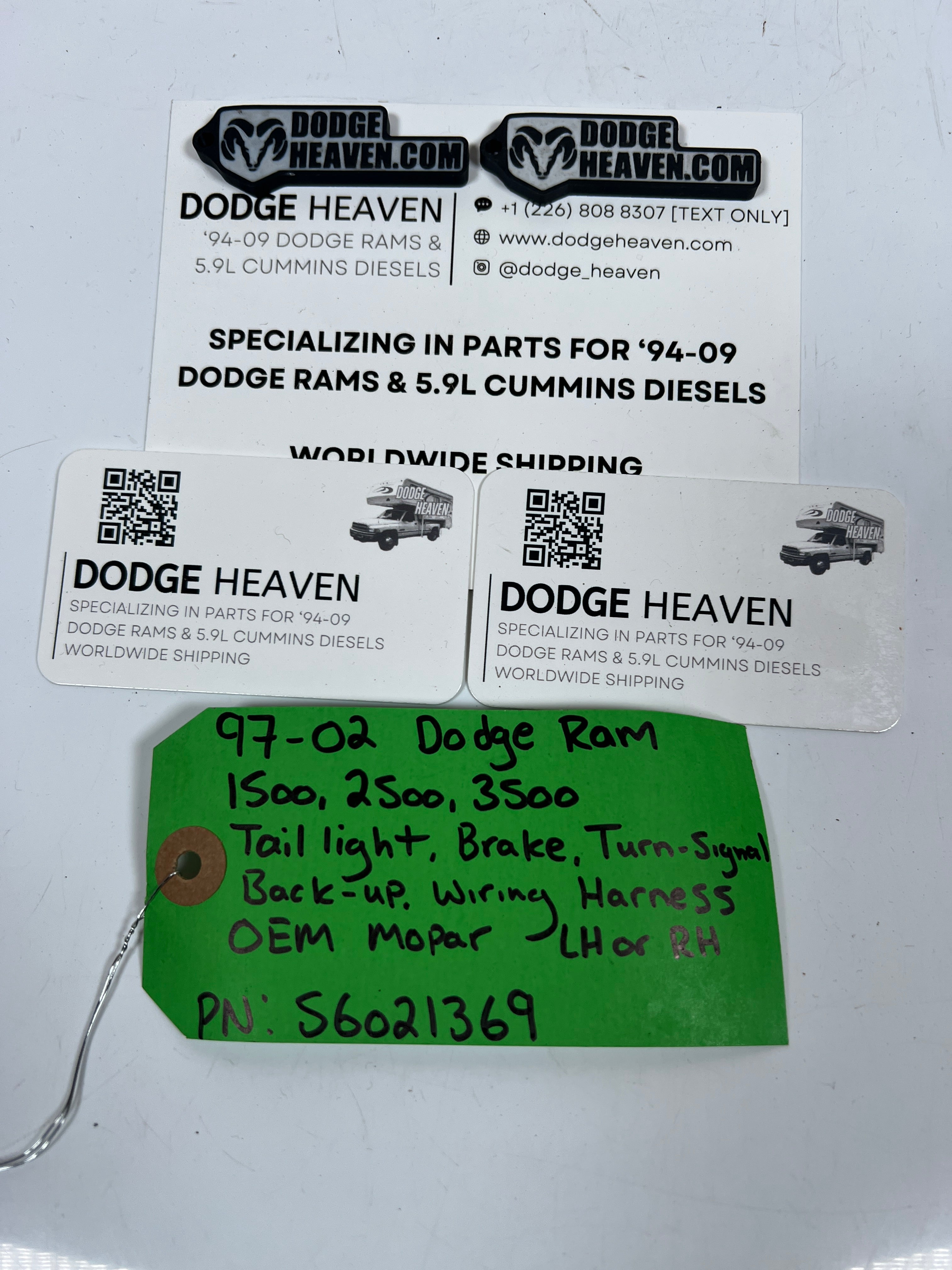 1997-2002 Dodge Ram 1500 2500 3500 Rear Tail Light Wiring Harness (OEM)