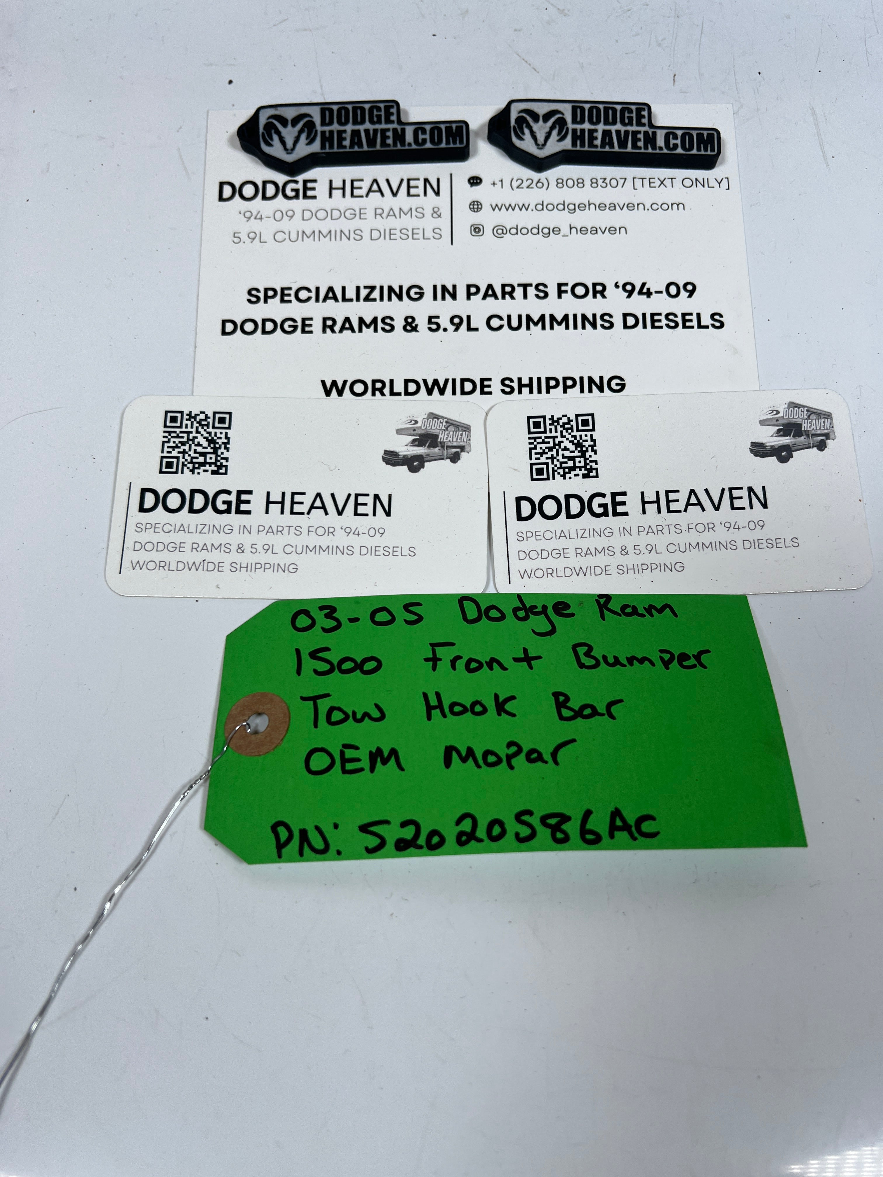 2003-2005 Dodge Ram 1500 4x4 Front Bumper Tow Hook Bar