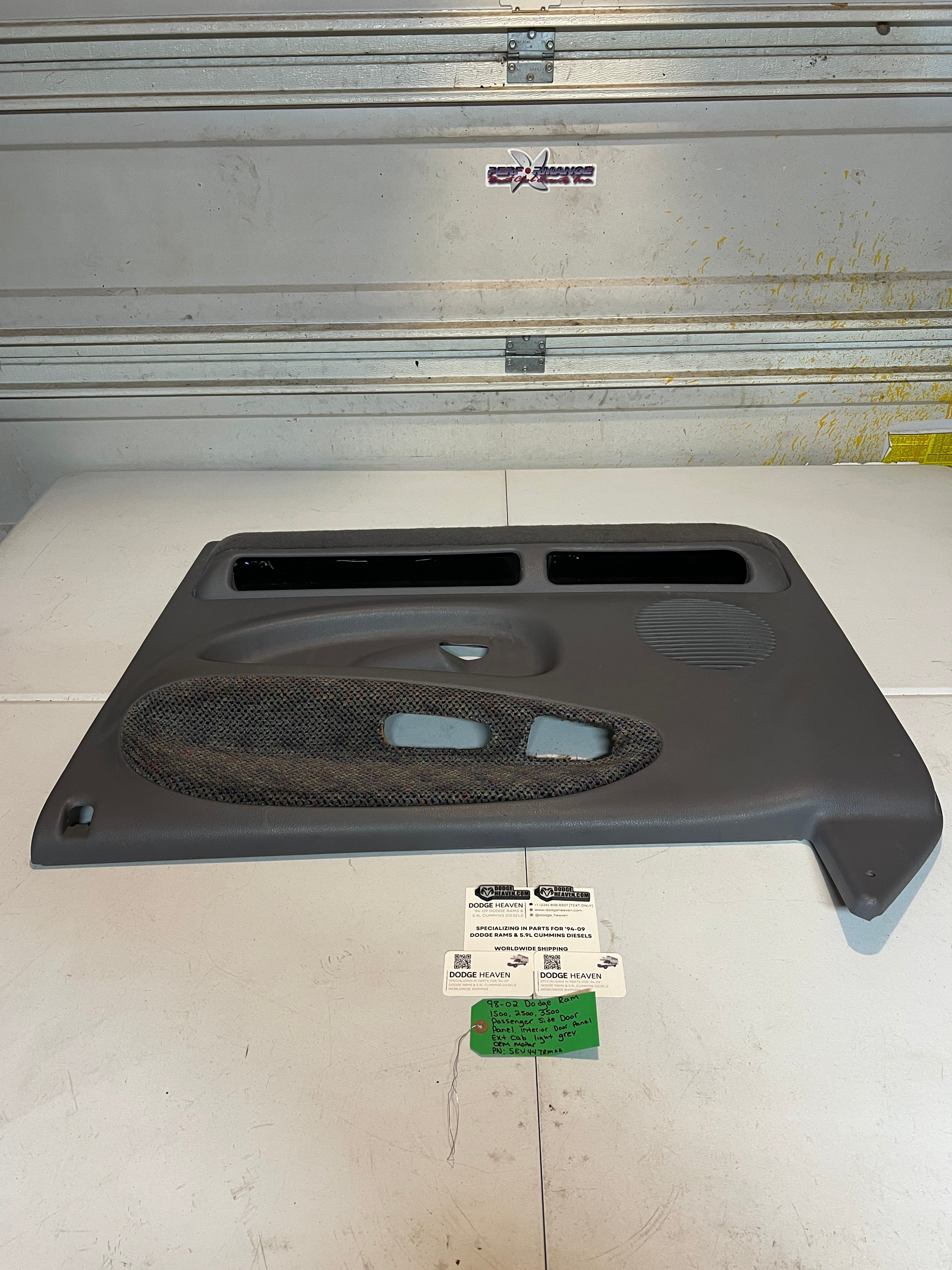 1998-2002 Dodge Ram 1500-3500 EXT Cab Passenger Door Panel Light Grey