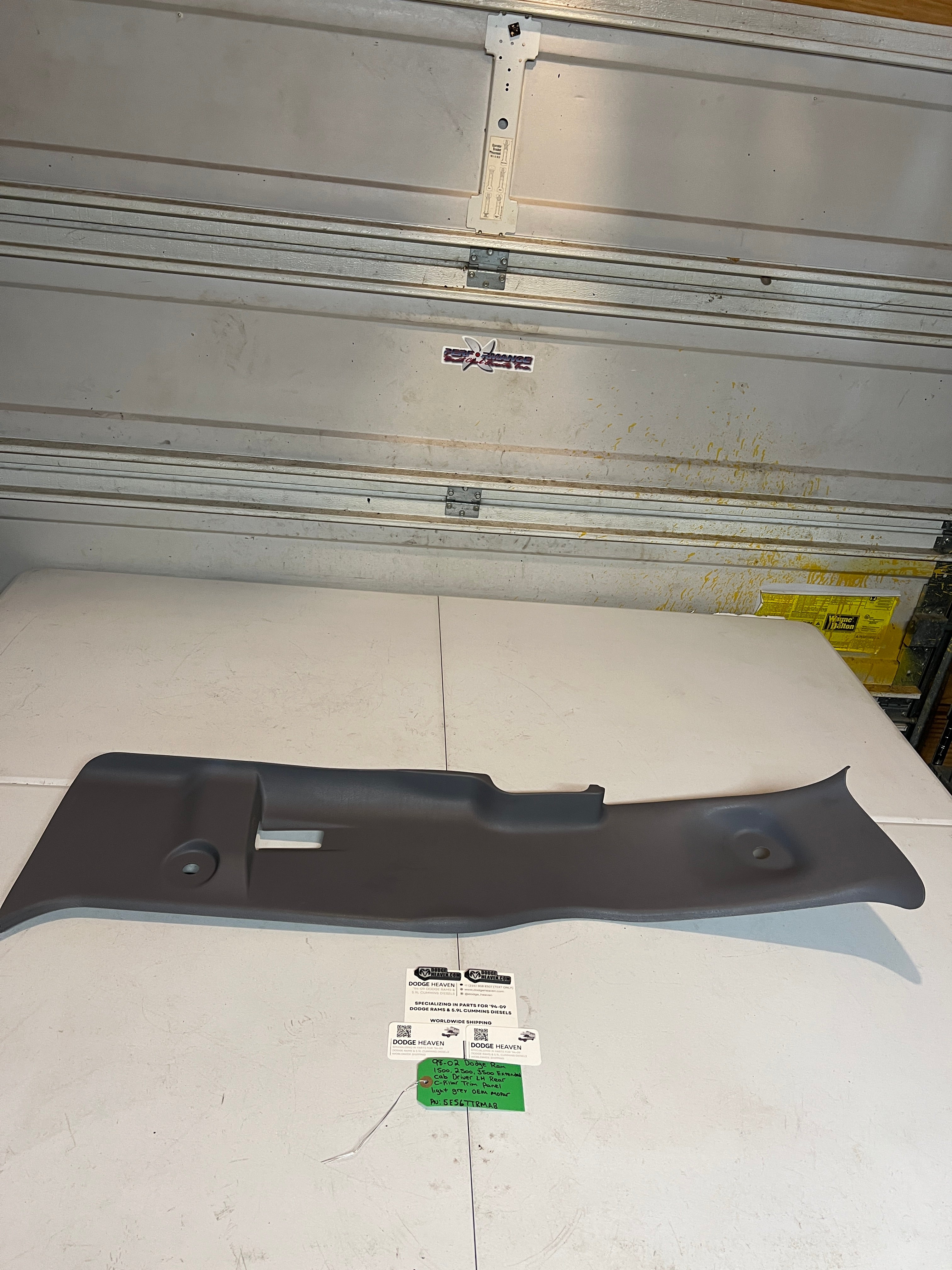 1998-2002 Dodge Ram 1500-3500 EXT Cab Rear C-Pillar Trim Light Grey LH