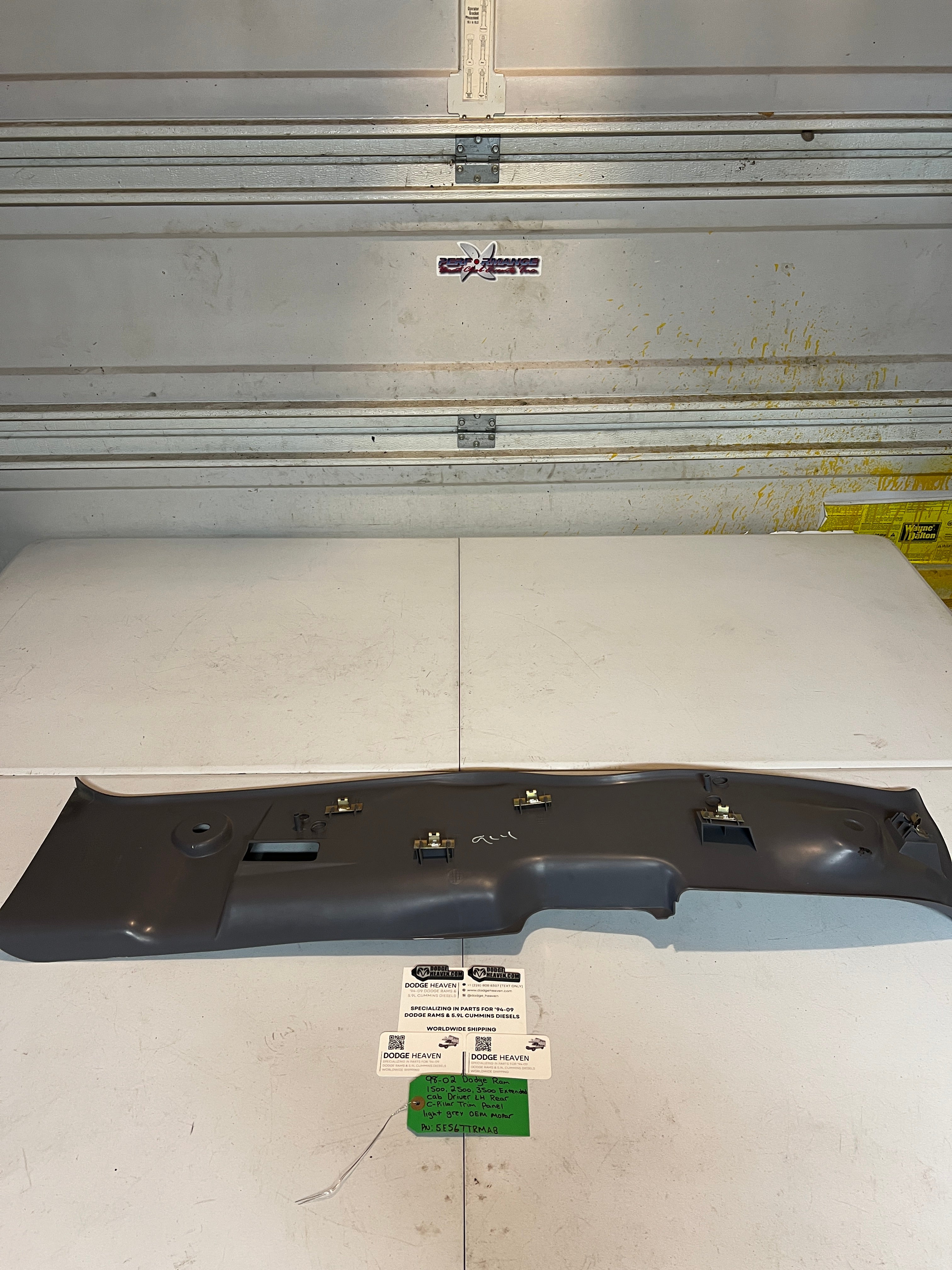 1998-2002 Dodge Ram 1500-3500 EXT Cab Rear C-Pillar Trim Light Grey LH