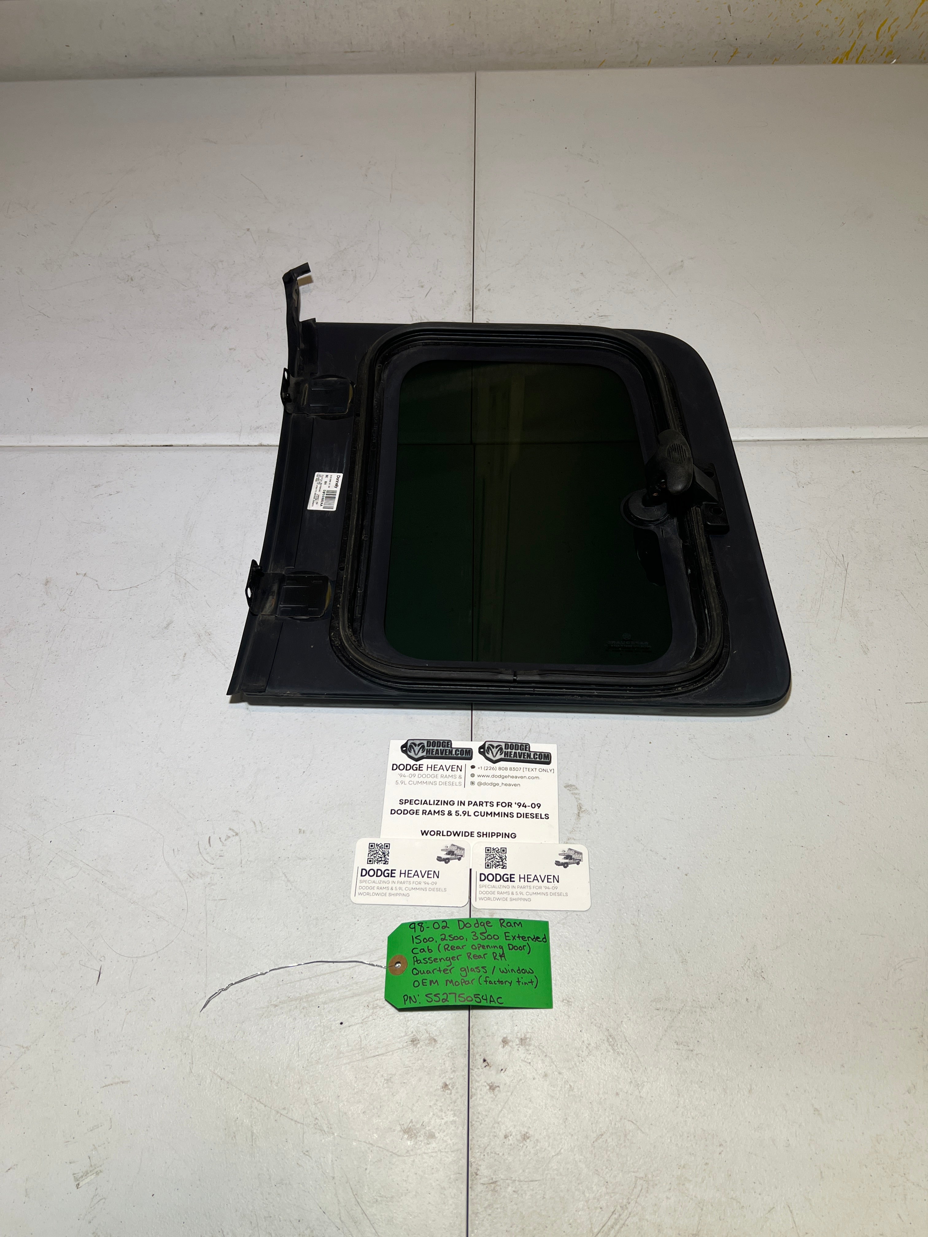 1998-2002 Dodge Ram 1500-3500 EXT Cab Passenger Quarter Window Glass Tinted