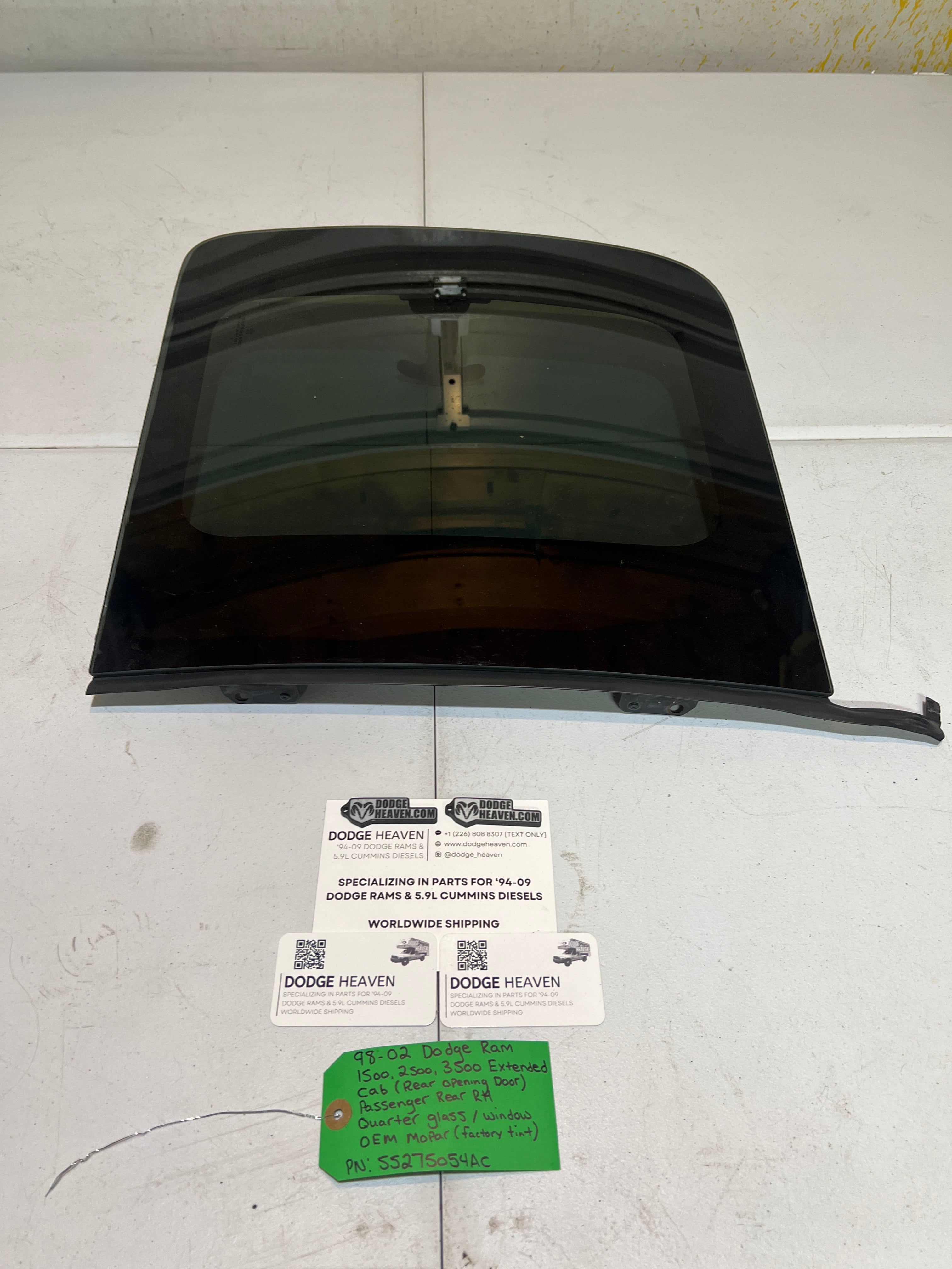 1998-2002 Dodge Ram 1500-3500 EXT Cab Passenger Quarter Window Glass Tinted