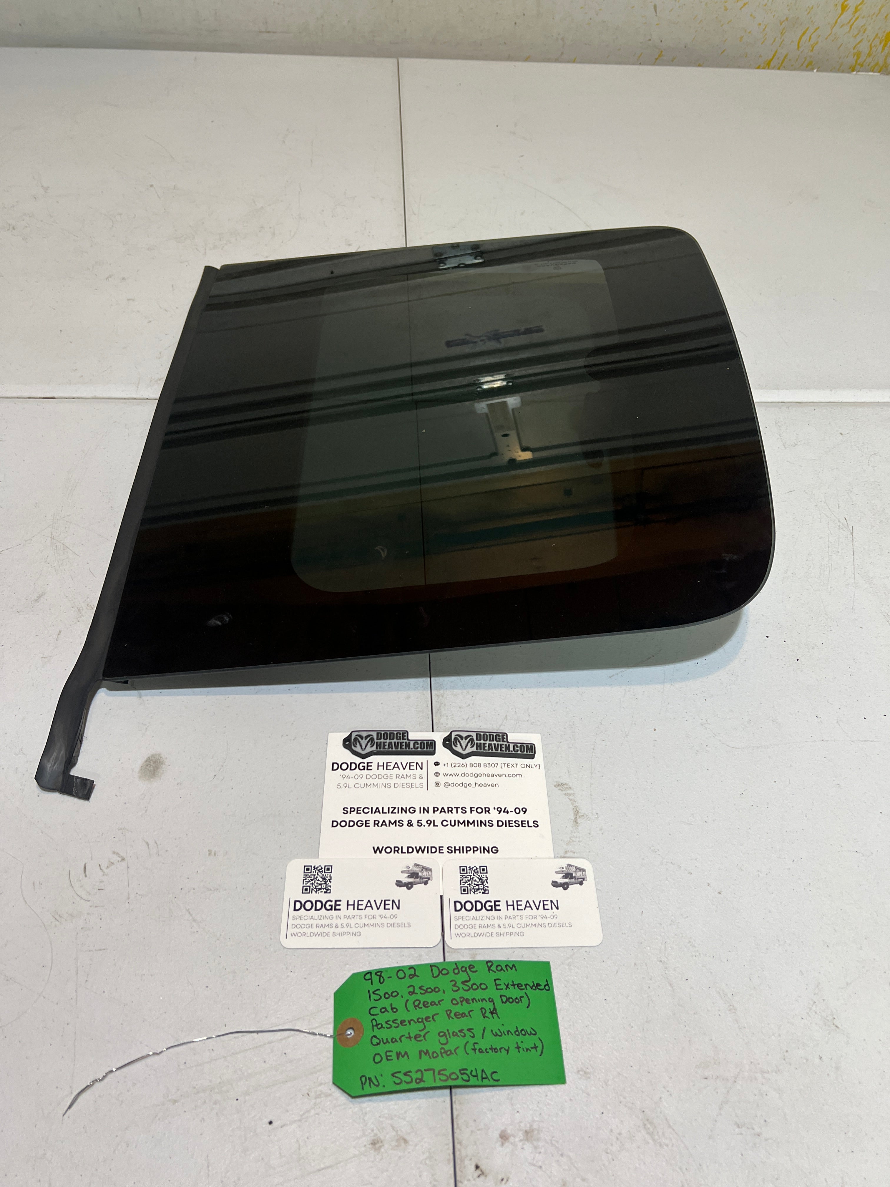 1998-2002 Dodge Ram 1500-3500 EXT Cab Passenger Quarter Window Glass Tinted