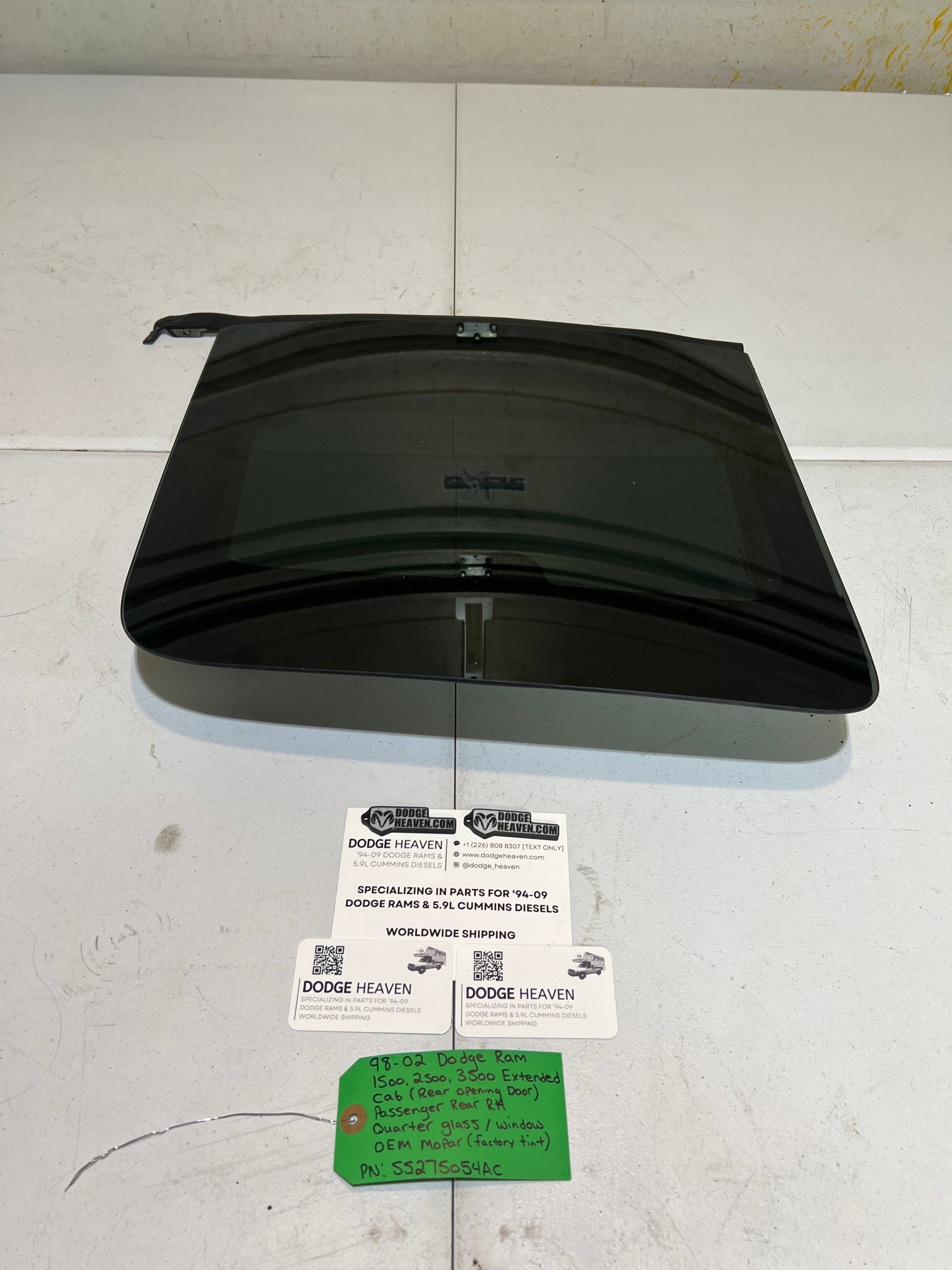 1998-2002 Dodge Ram 1500-3500 EXT Cab Passenger Quarter Window Glass Tinted