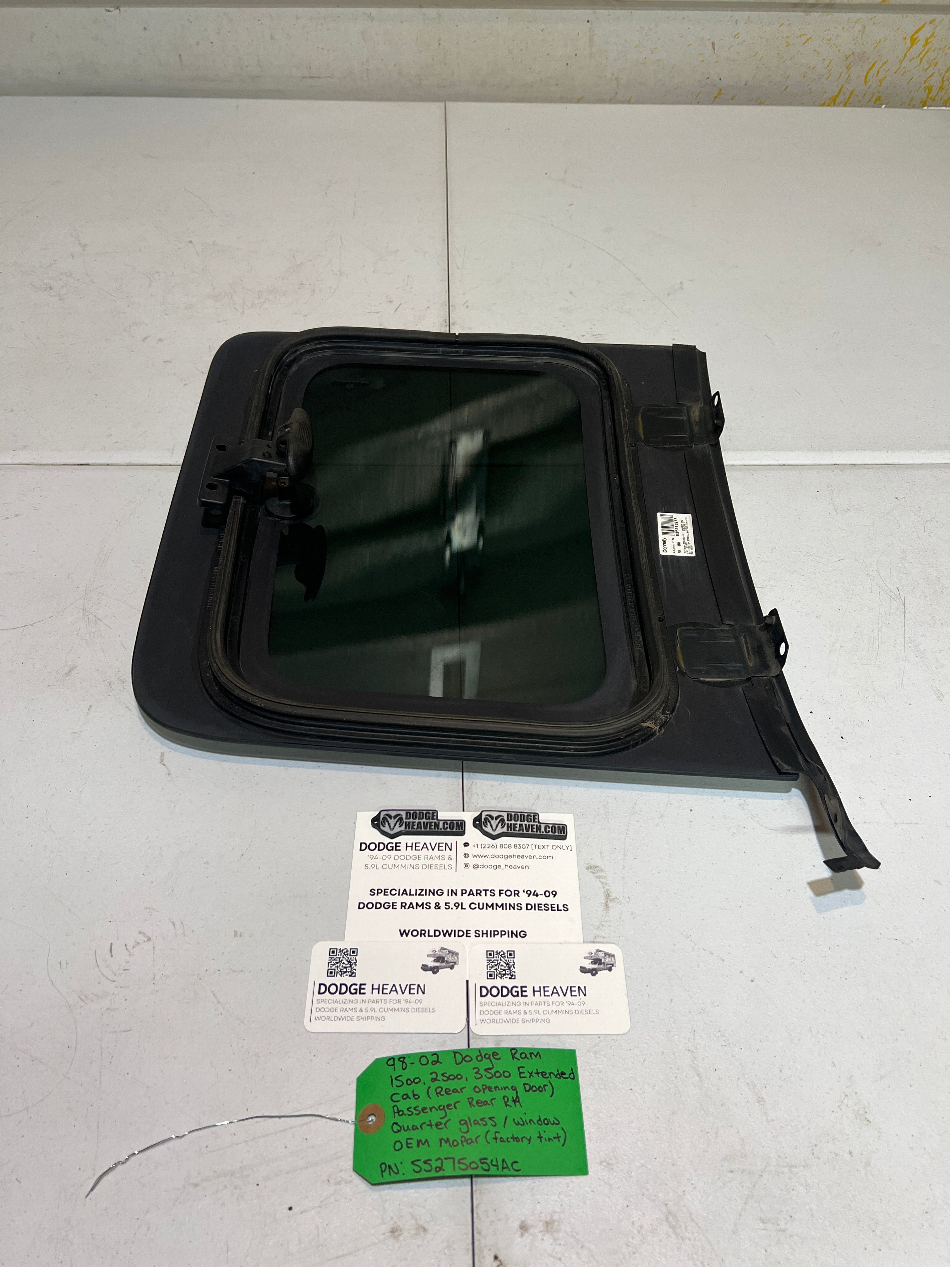 1998-2002 Dodge Ram 1500-3500 EXT Cab Passenger Quarter Window Glass Tinted