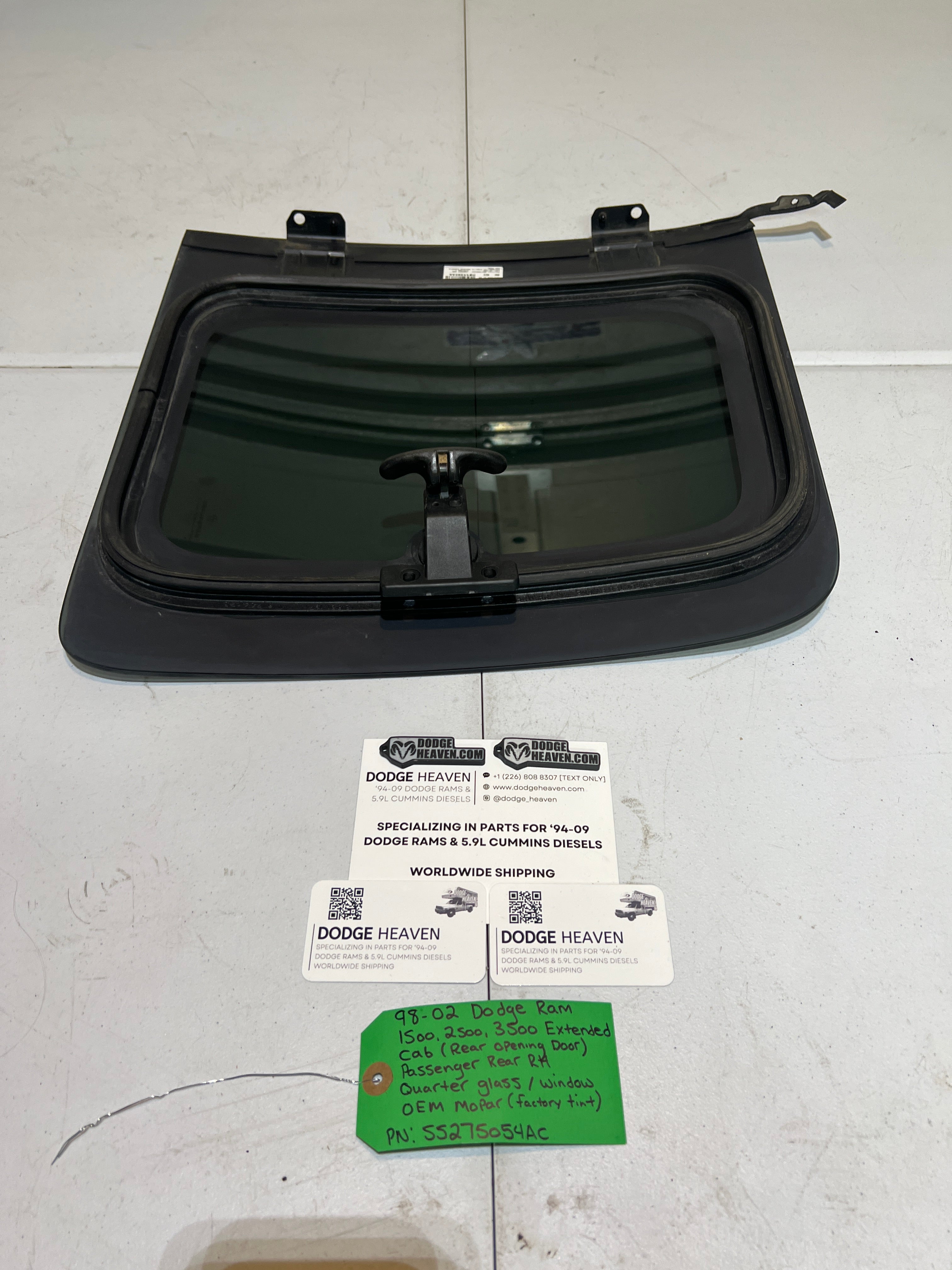 1998-2002 Dodge Ram 1500-3500 EXT Cab Passenger Quarter Window Glass Tinted