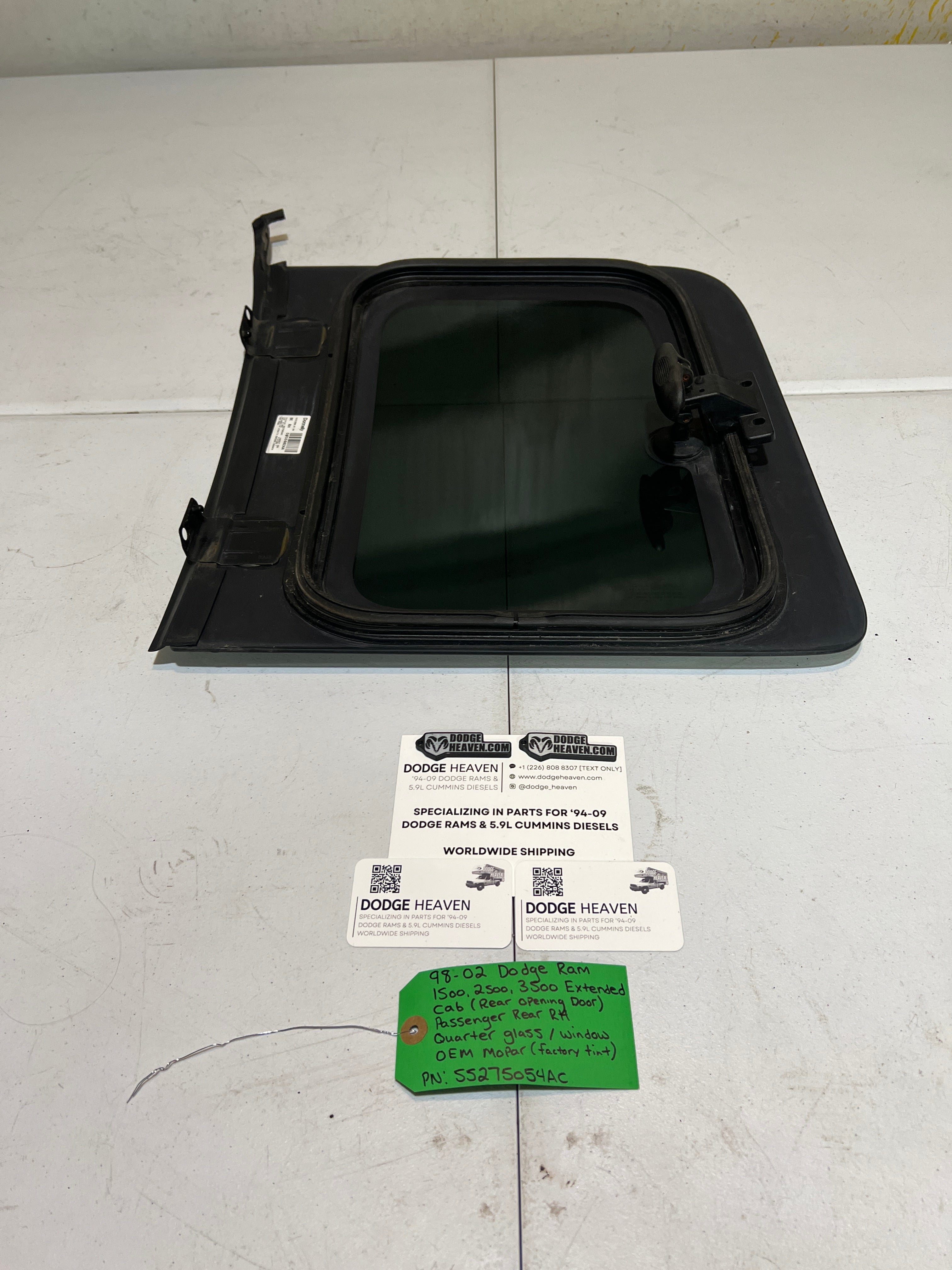 1998-2002 Dodge Ram 1500-3500 EXT Cab Passenger Quarter Window Glass Tinted
