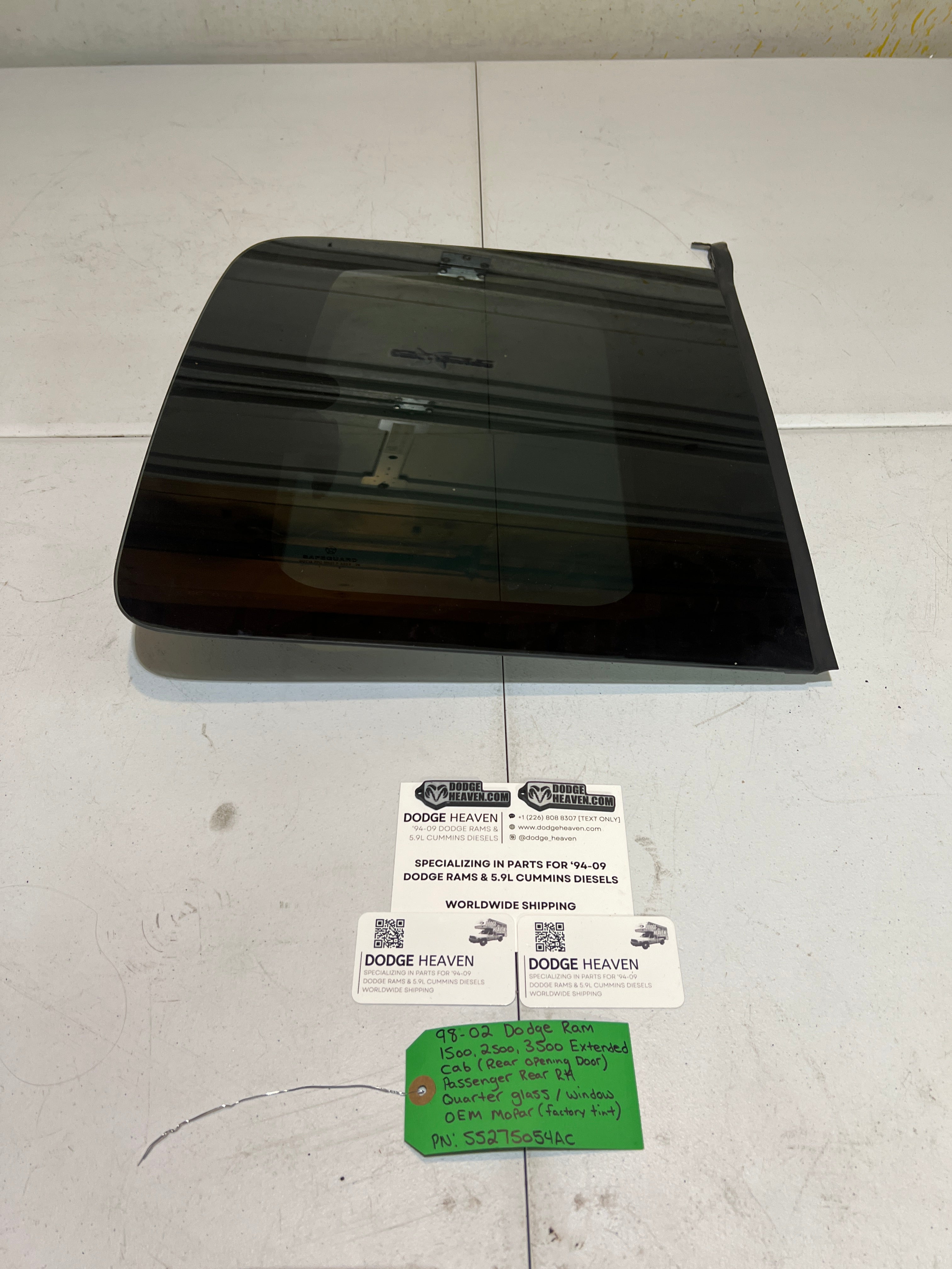 1998-2002 Dodge Ram 1500-3500 EXT Cab Passenger Quarter Window Glass Tinted