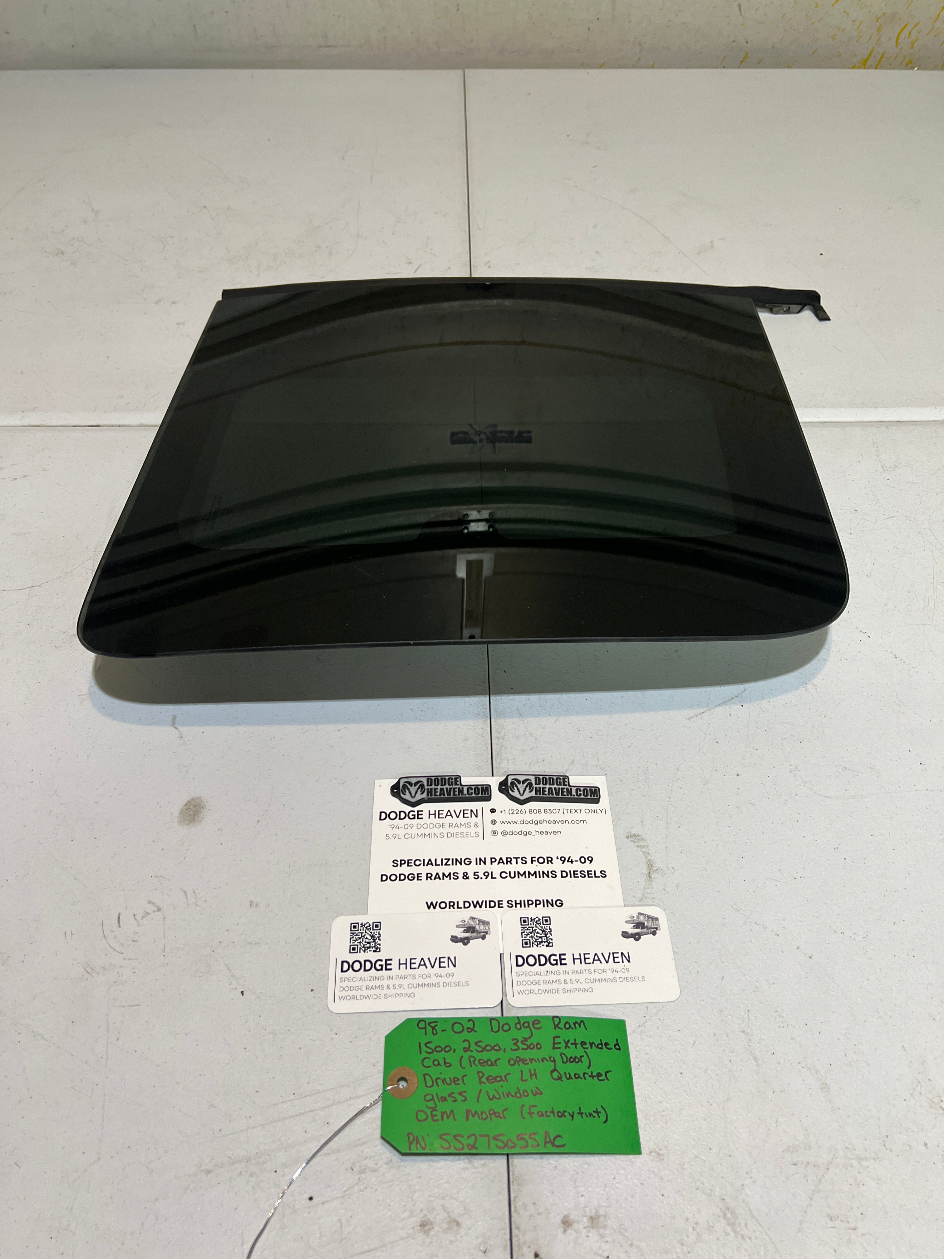 1998-2002 Dodge Ram 1500-3500 EXT Cab Driver LH Quarter Window Glass Tinted