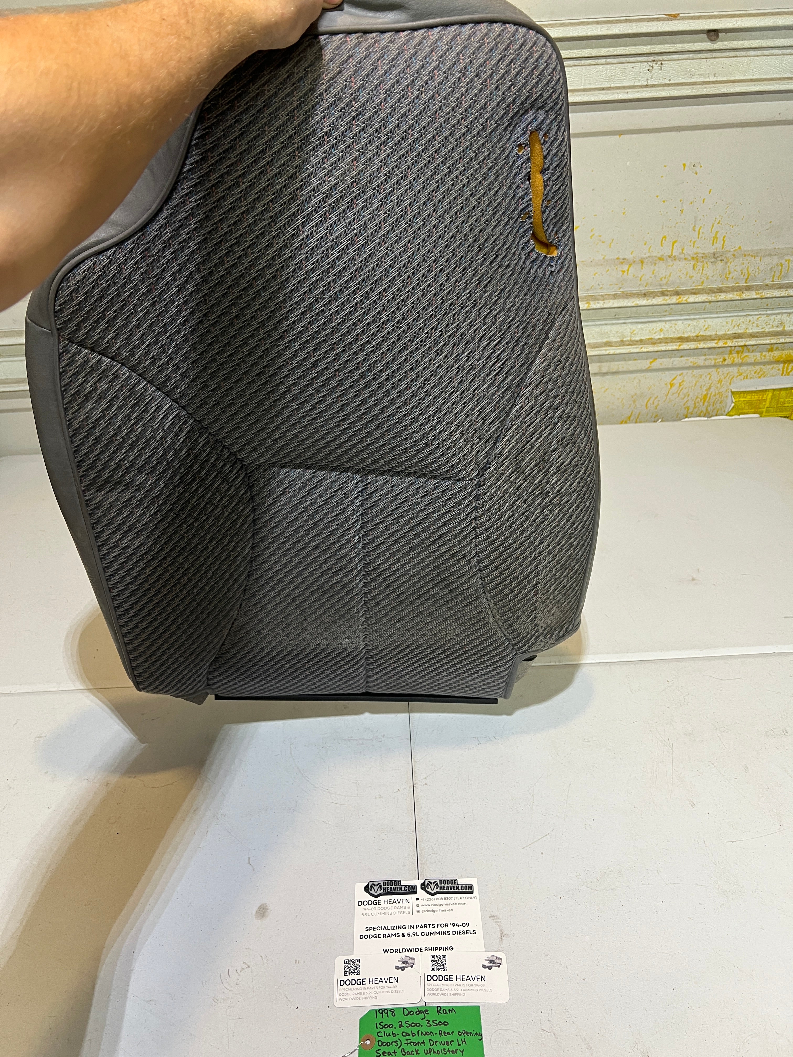 1998-1998 Dodge Ram Club Cab Front Driver Seat Back Upholstery Light Grey